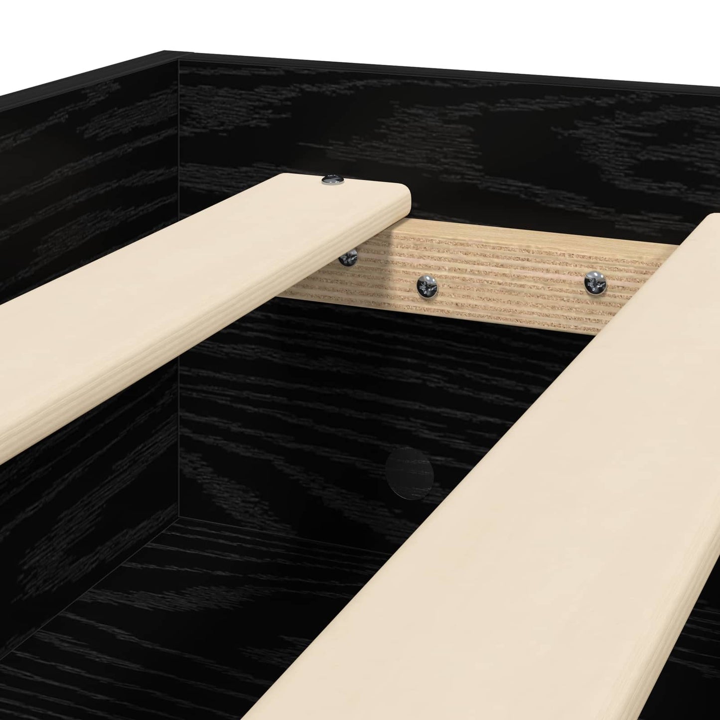 Sengestel med hylde Sort eg 80 x 200 cm Konstrueret træ