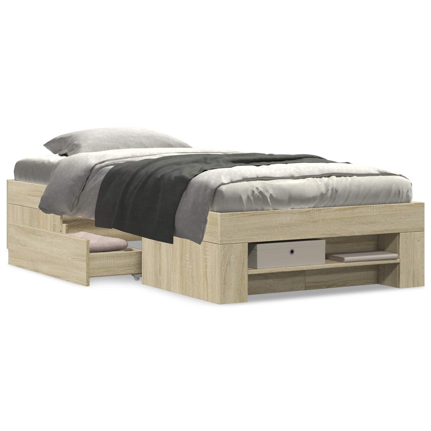 Sengestel med opbevaring Sonoma-eg 80 x 200 cm Konstrueret træ
