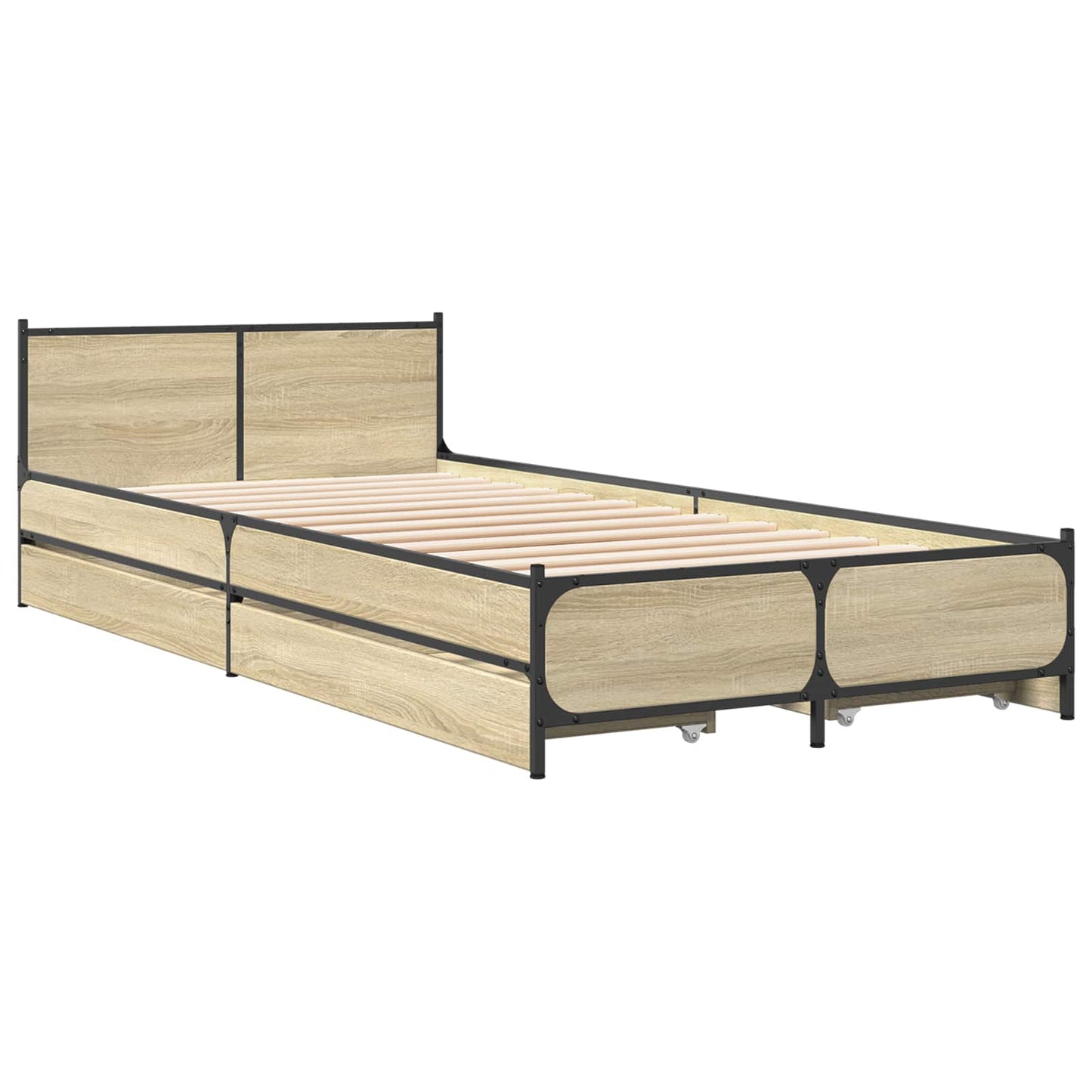 Sengestel med hovedgærde Sonoma-eg 80 x 200 cm Konstrueret træ
