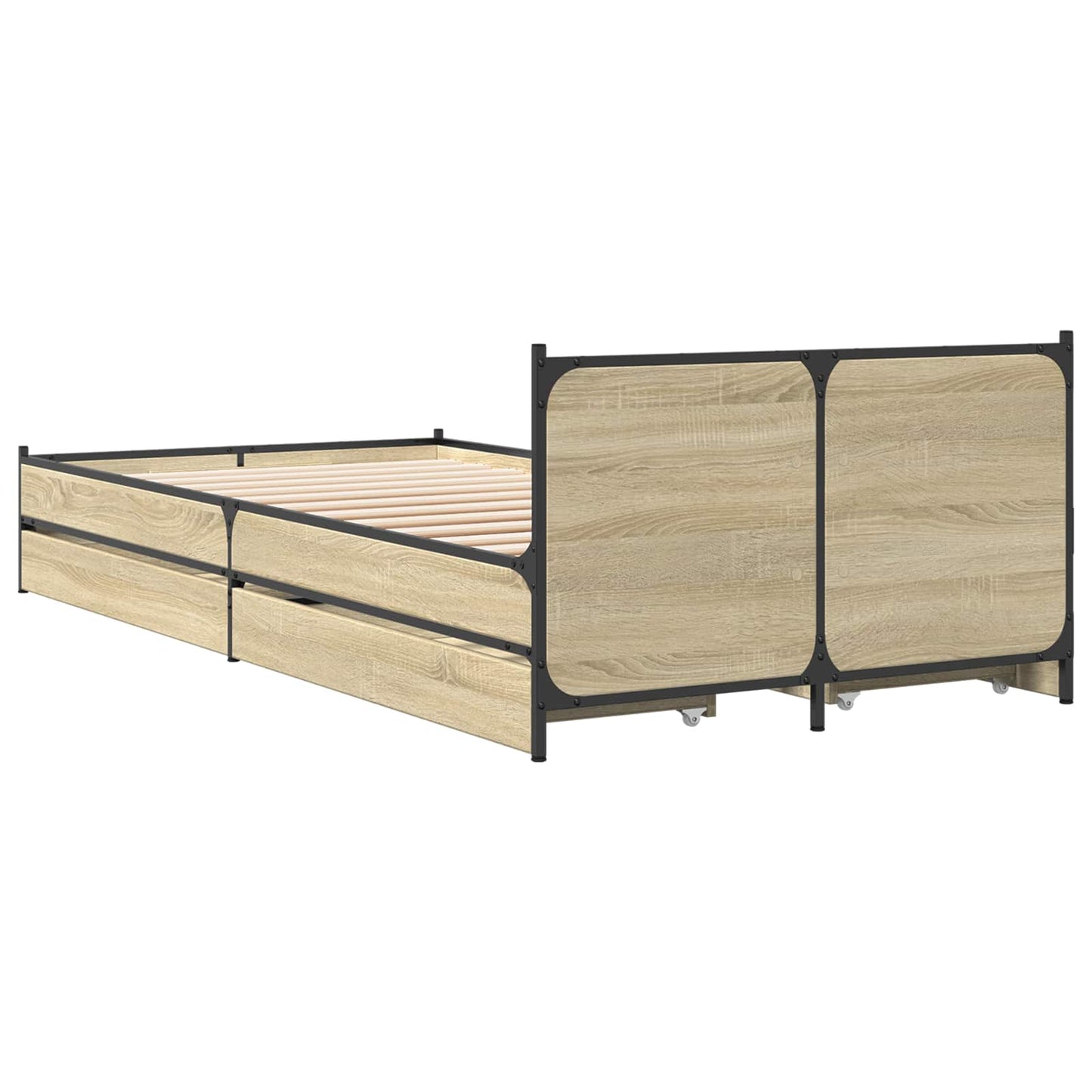 Sengestel med hovedgærde Sonoma-eg 80 x 200 cm Konstrueret træ