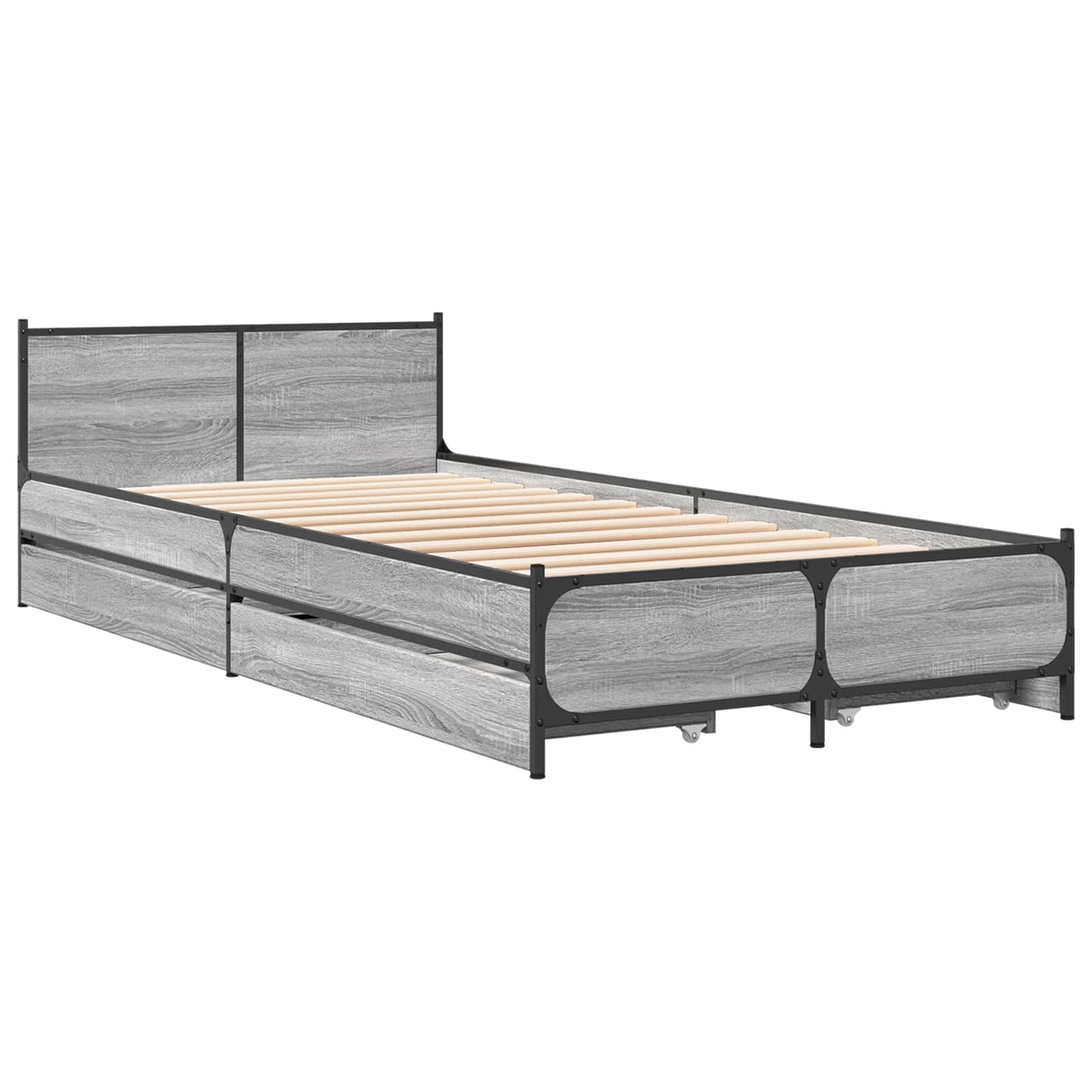 Sengestel med hovedgærde Grå Sonoma 80 x 200 cm Konstrueret træ