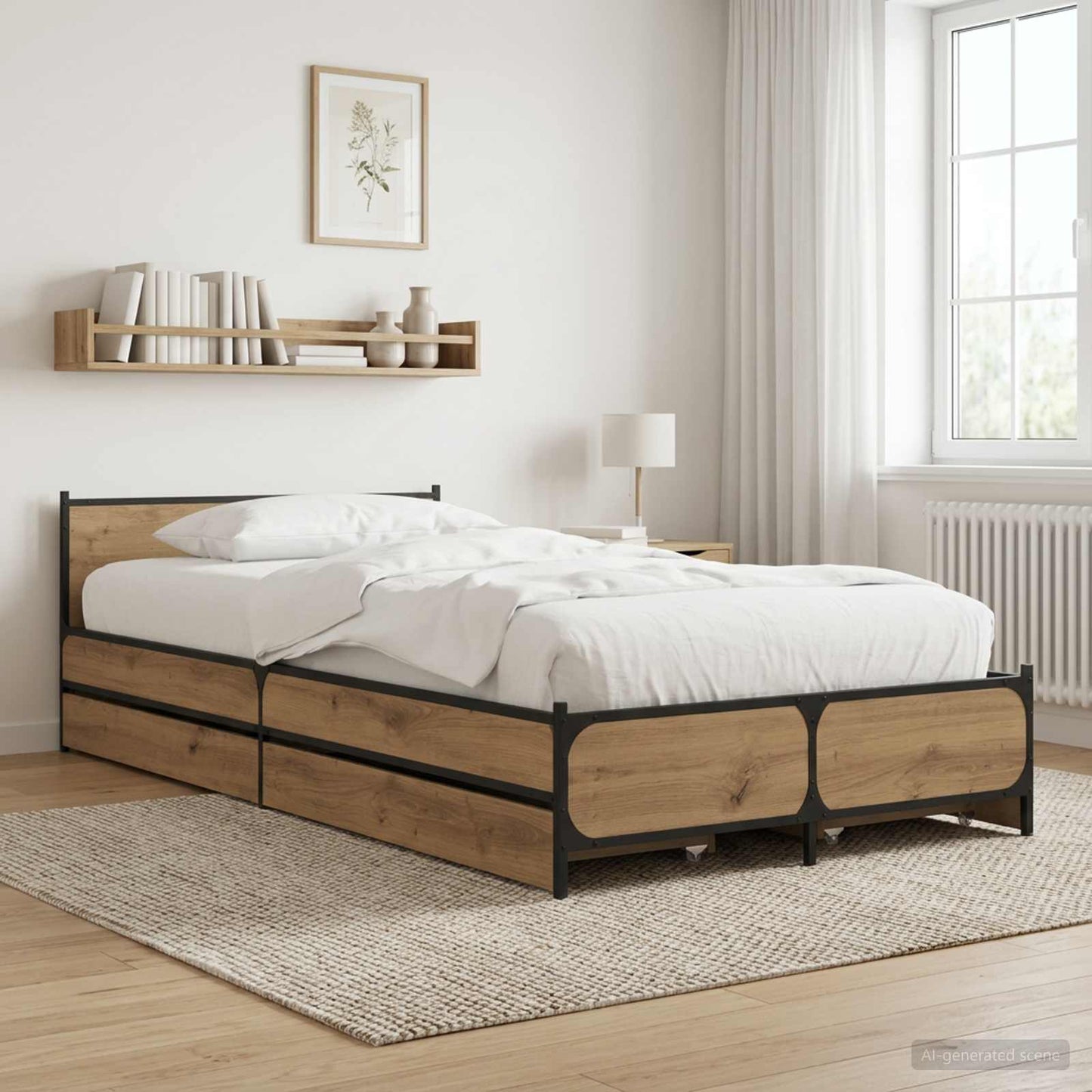 Sengestel med hovedgærde Artisan-eg 80 x 200 cm Konstrueret træ