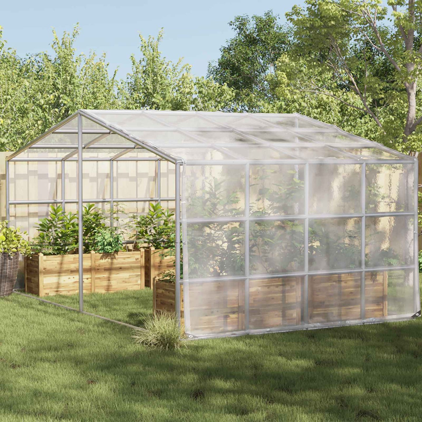Presenning med øjer Transparent 7 x 5 m Polyethylen