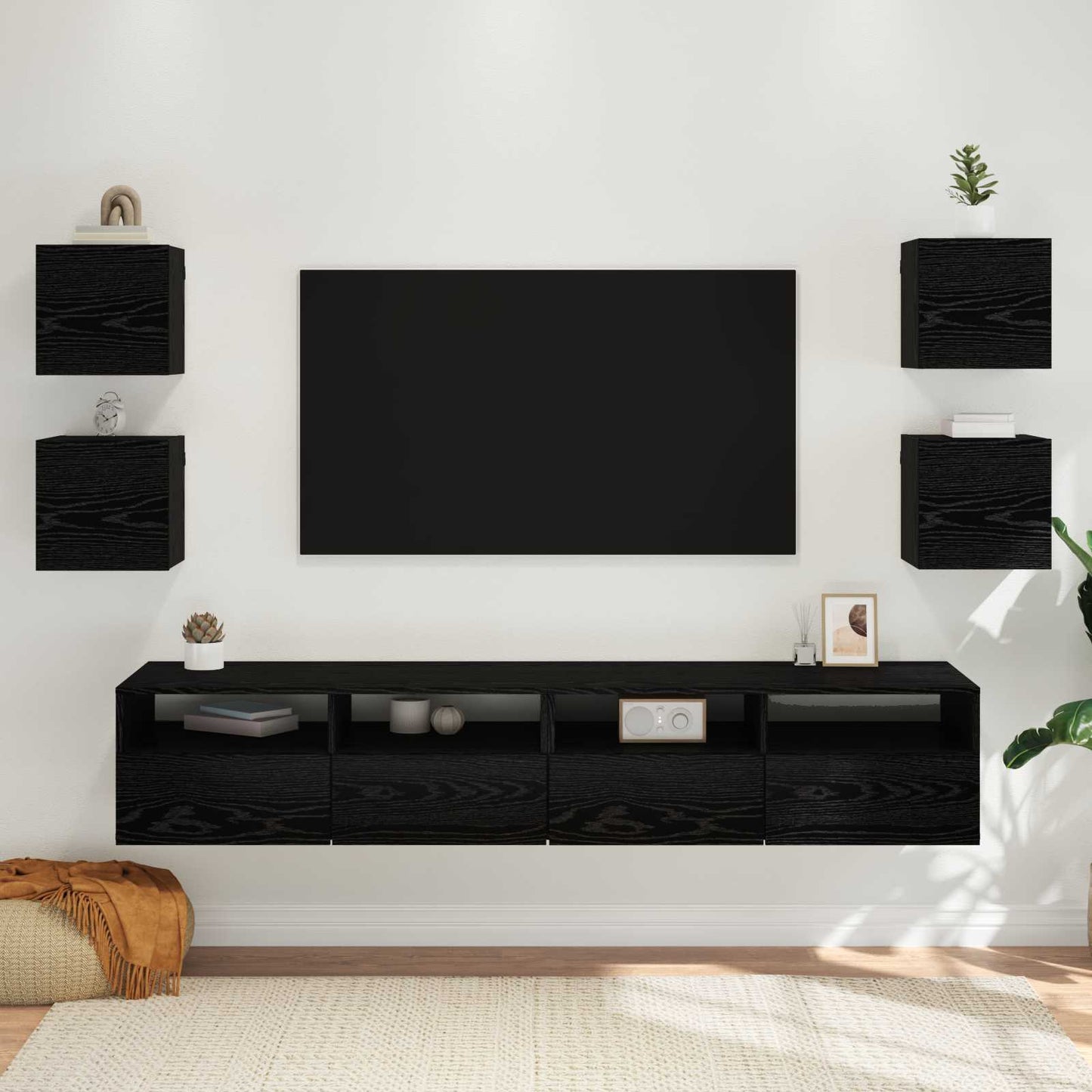 Vægmonteret TV Skab Vægmonteret 4 pcs Sort eg 30,5 x 30 x 30 cm