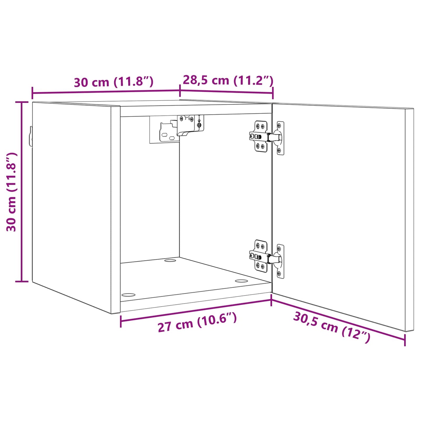 Vægmonteret TV Skab Vægmonteret 4 pcs Sort eg 30,5 x 30 x 30 cm