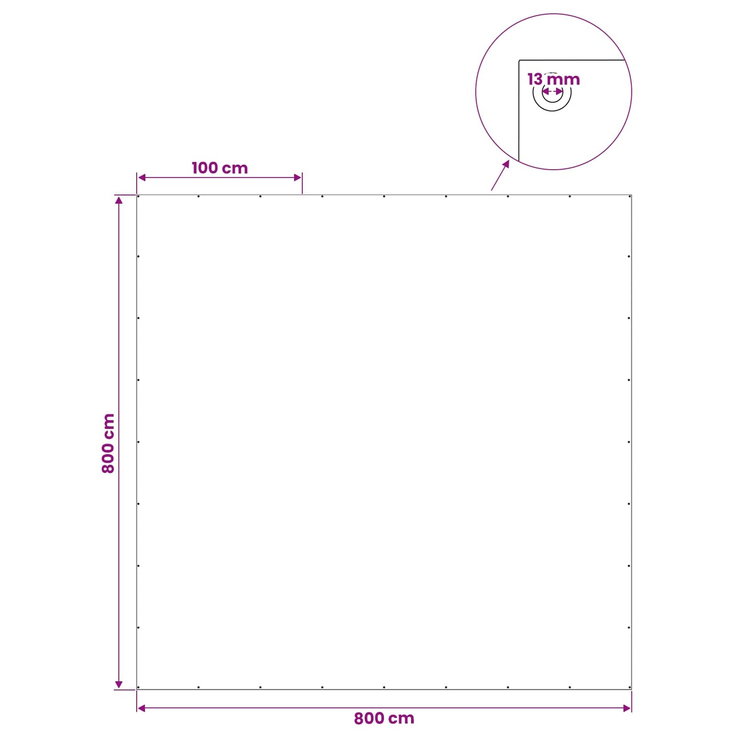 Presenning med øjer Lysegrå 8 x 8 m 180 gsm PE