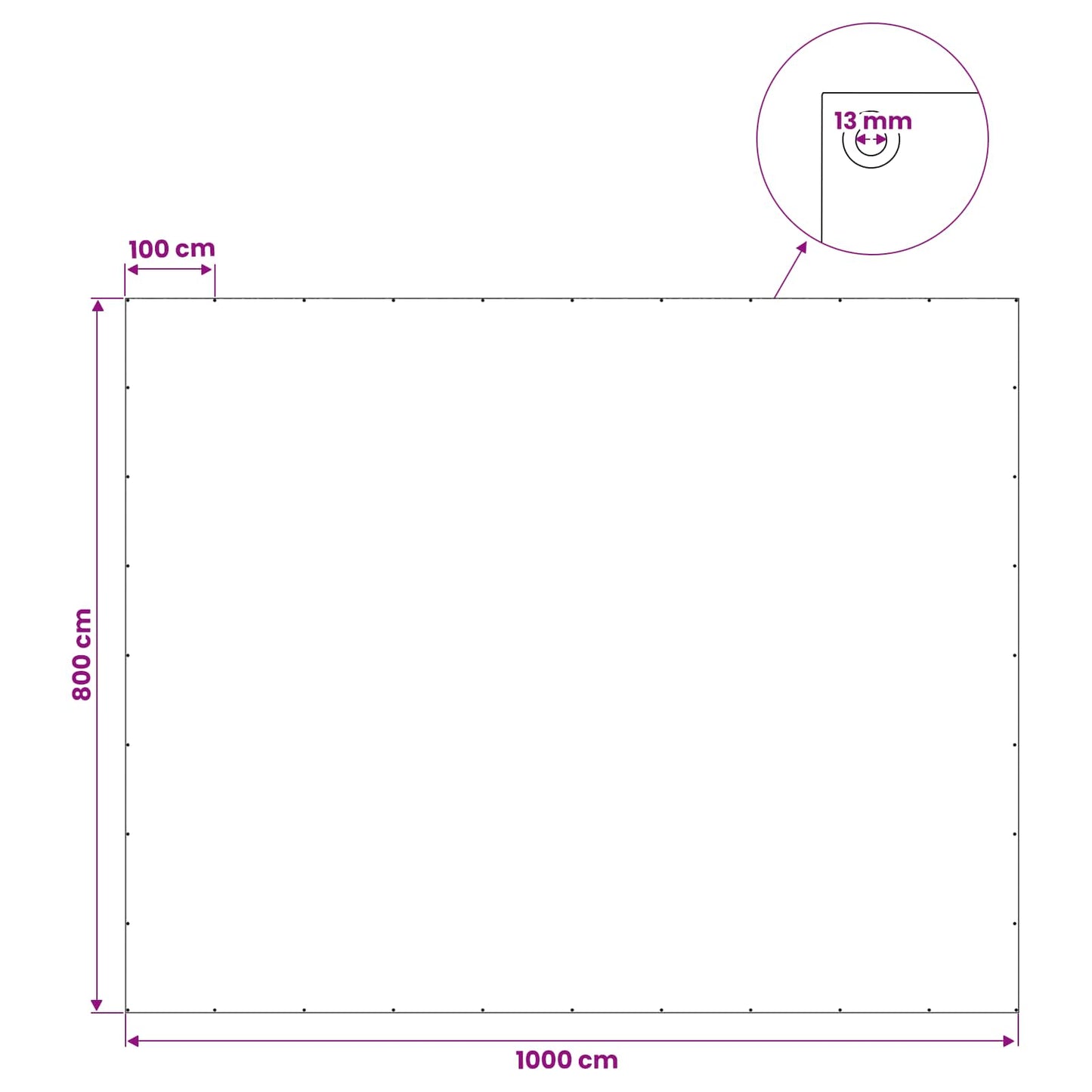 Presenning med øjer Lysegrå 8 x 10 m 180 gsm PE
