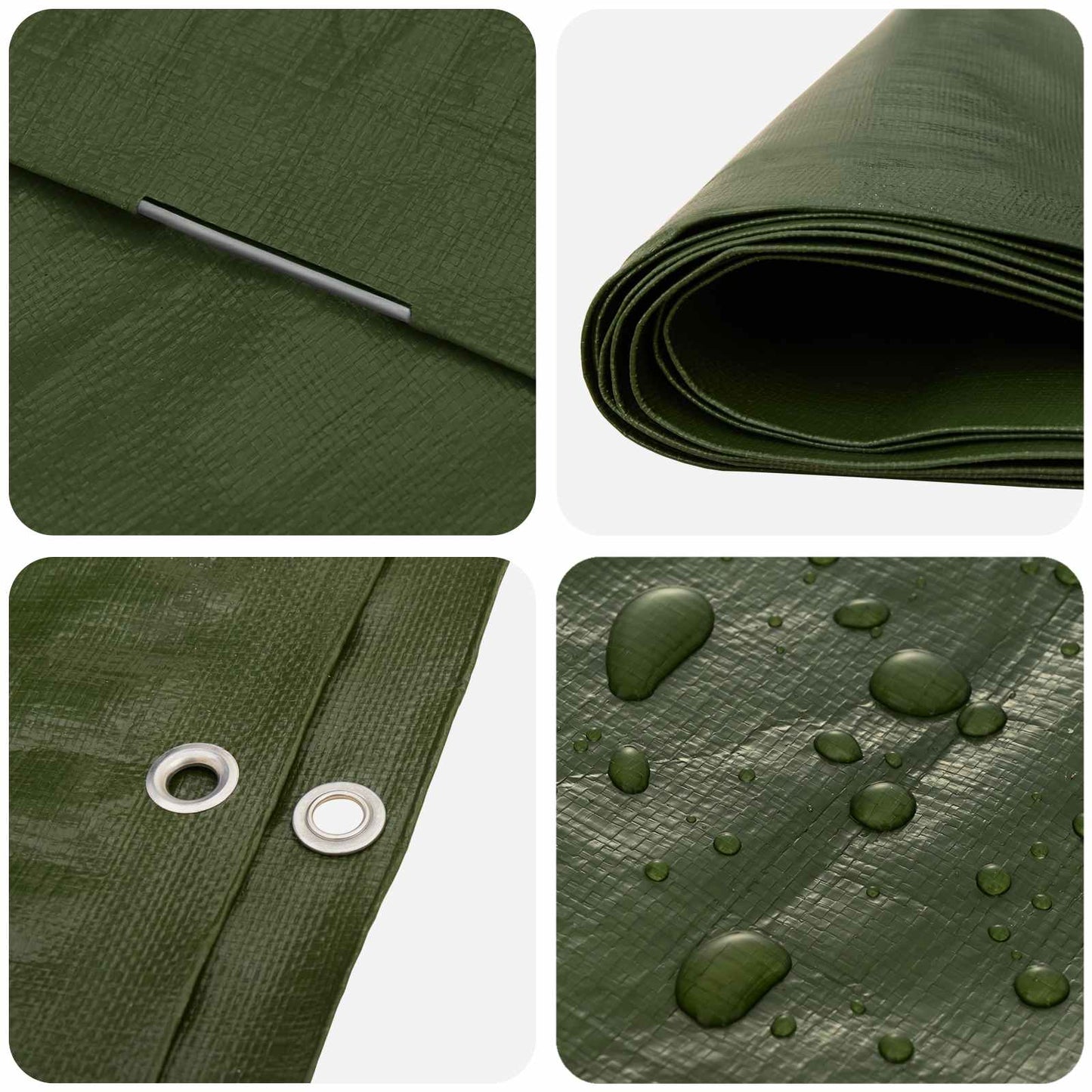 Presenning med øjer Grøn 3 x 5 m 180 gsm PE