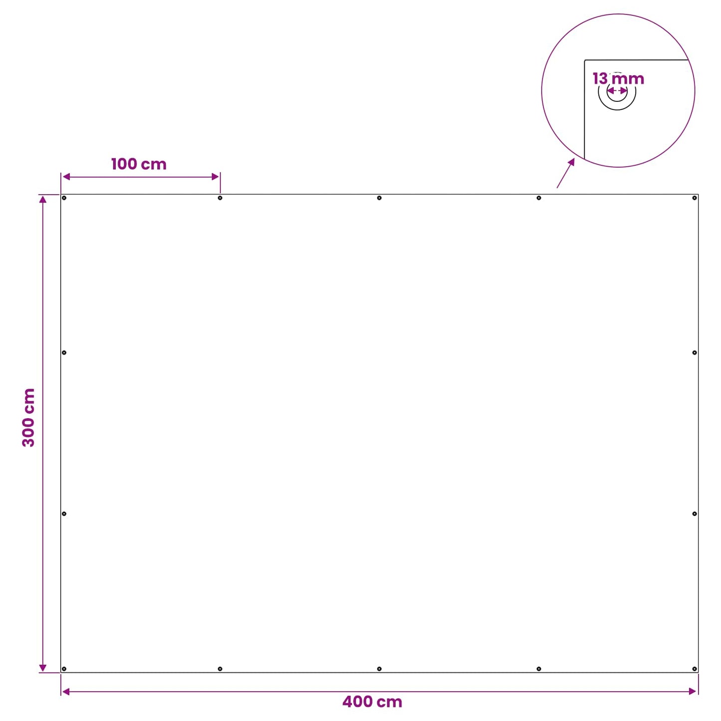 Presenning med øjer Hvid 3 x 4 m 90 gsm PE