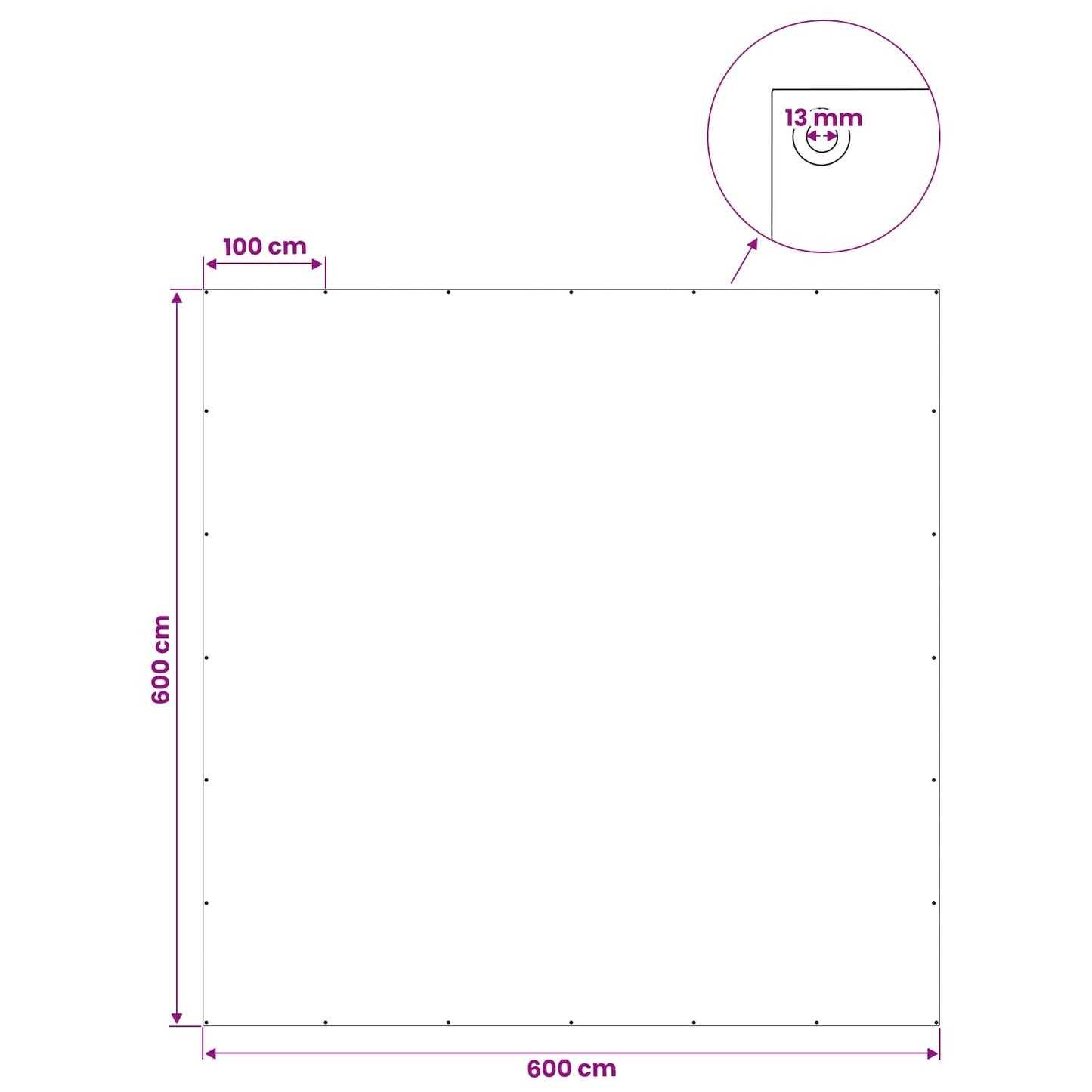 Presenning med øjer Hvid 6 x 6 m 90 gsm PE