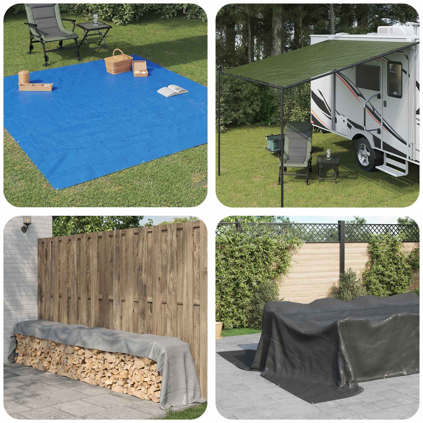 Presenning med øjer Hvid 4 x 4 m 180 gsm PE