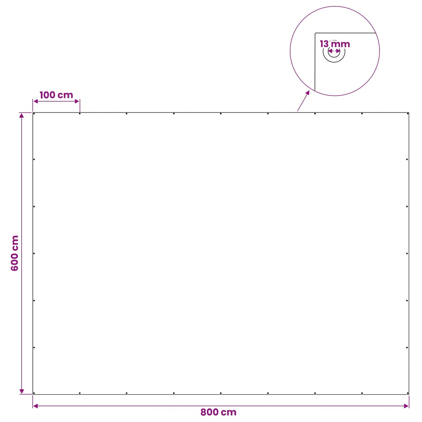 Presenning med øjer Hvid 6 x 8 m 260 gsm PE