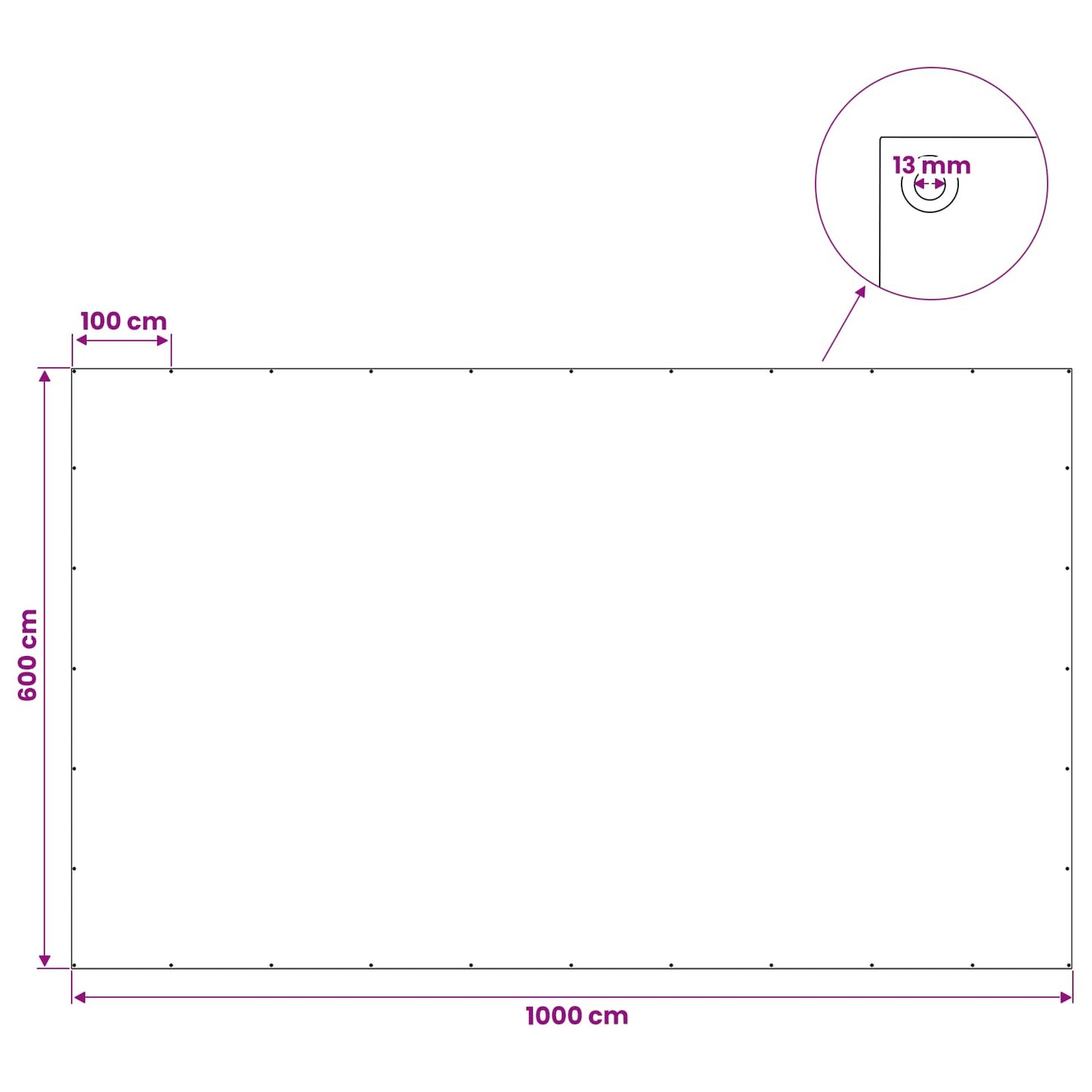 Presenning med øjer Blå 6 x 10 m 90 gsm PE