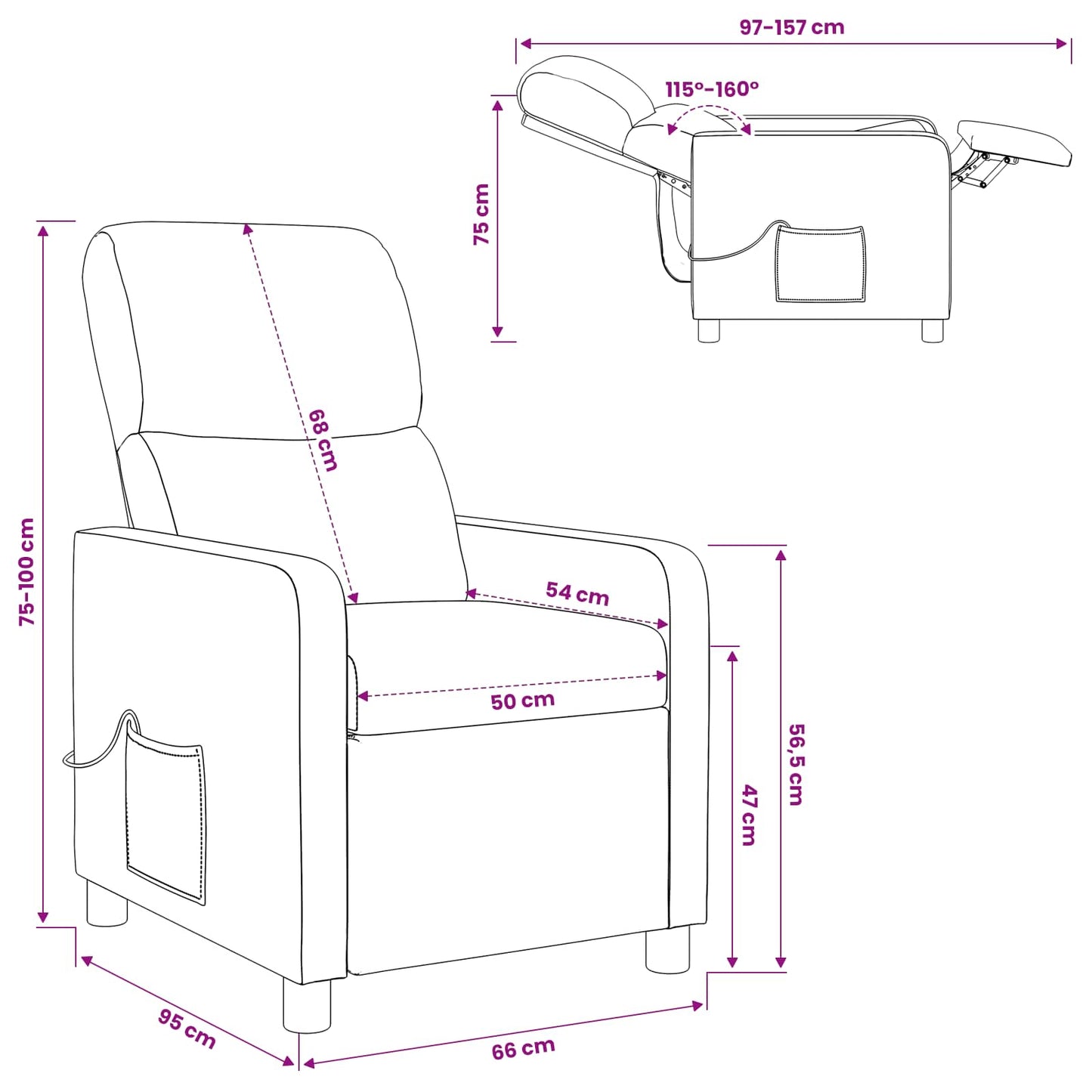 Recliner Vinrød Stof