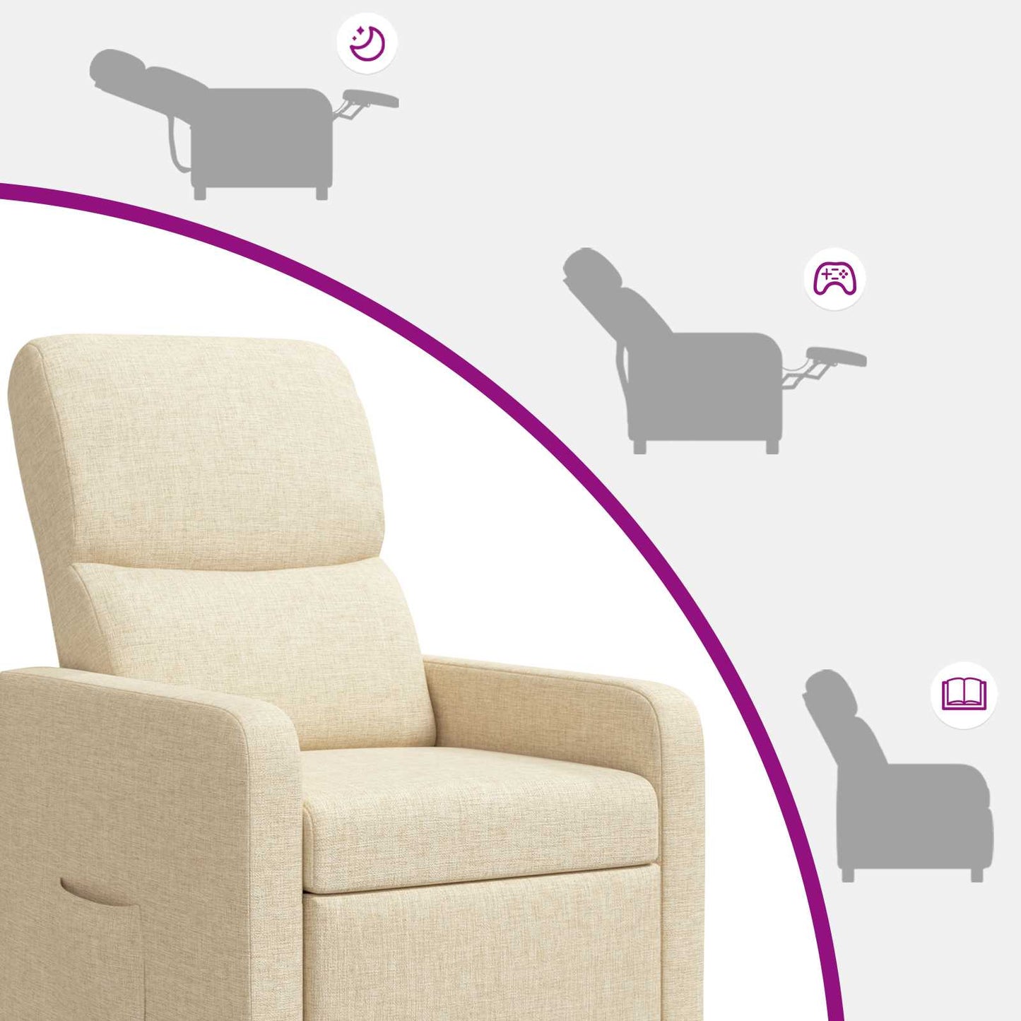 Recliner Cremefarvet Stof