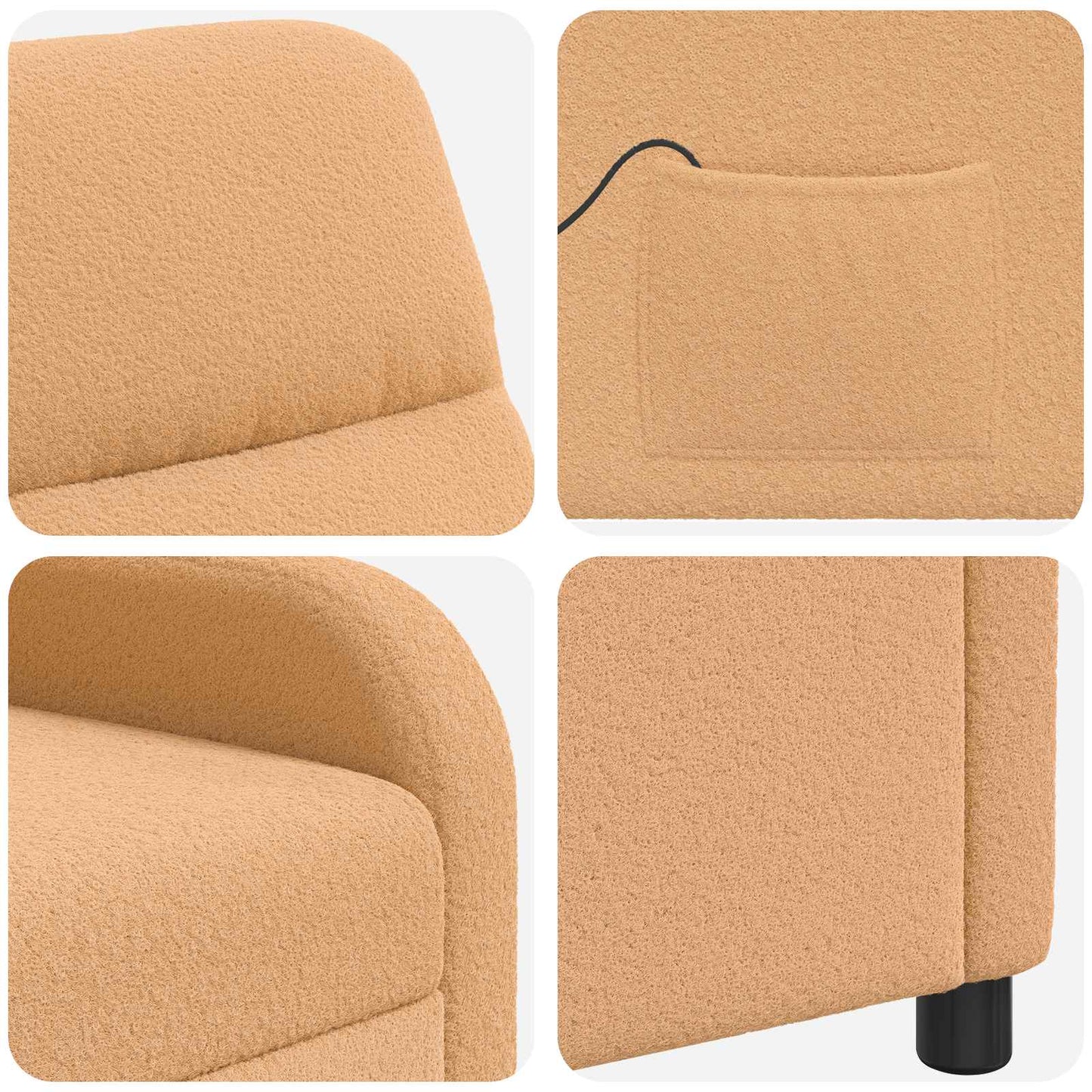 Massage Lænestol Beige Bouclé