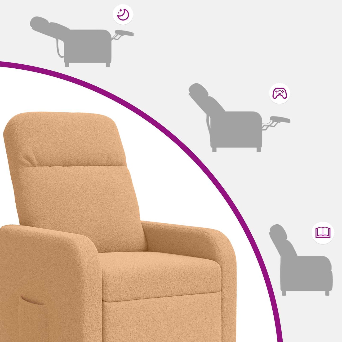 Massage Lænestol Beige Bouclé