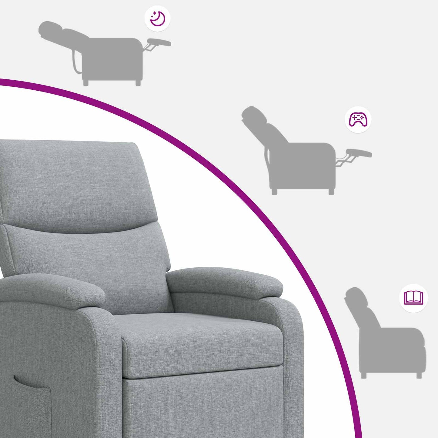 Recliner Lysegrå Stof