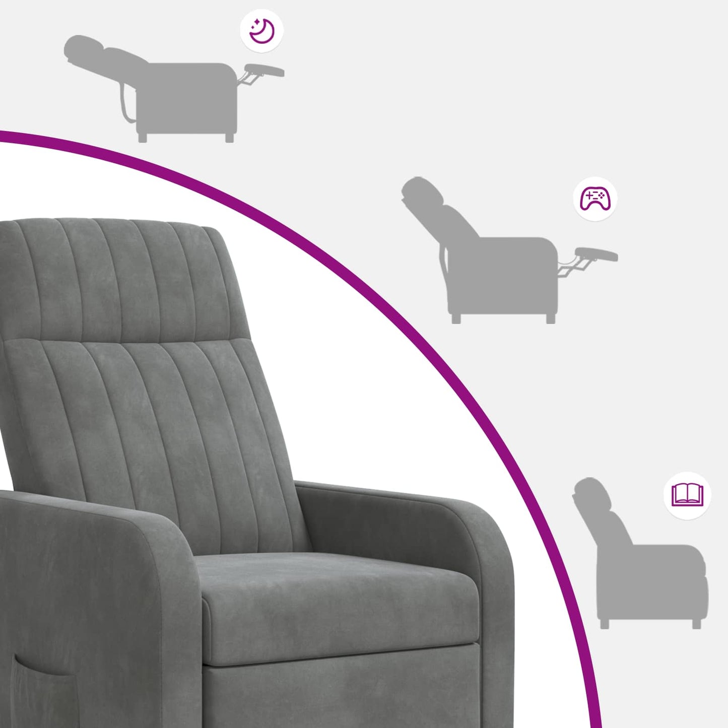 Recliner Mørkegrå Velour (V)