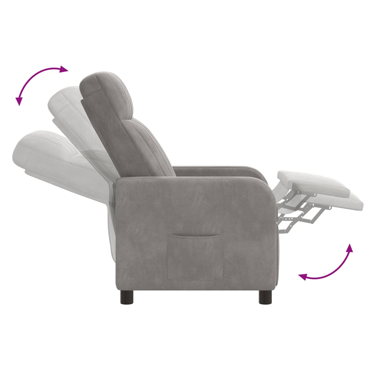 Massage Lænestol Lysegrå Velour (V)