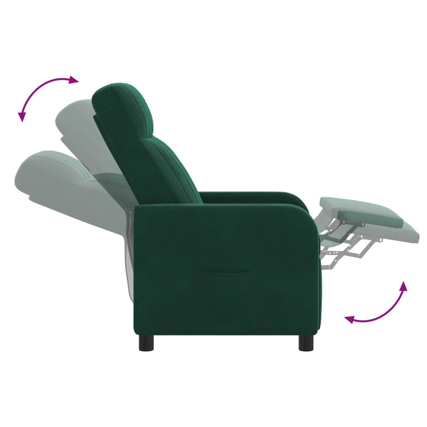 Massage Lænestol Mørkegrøn Velour (V)