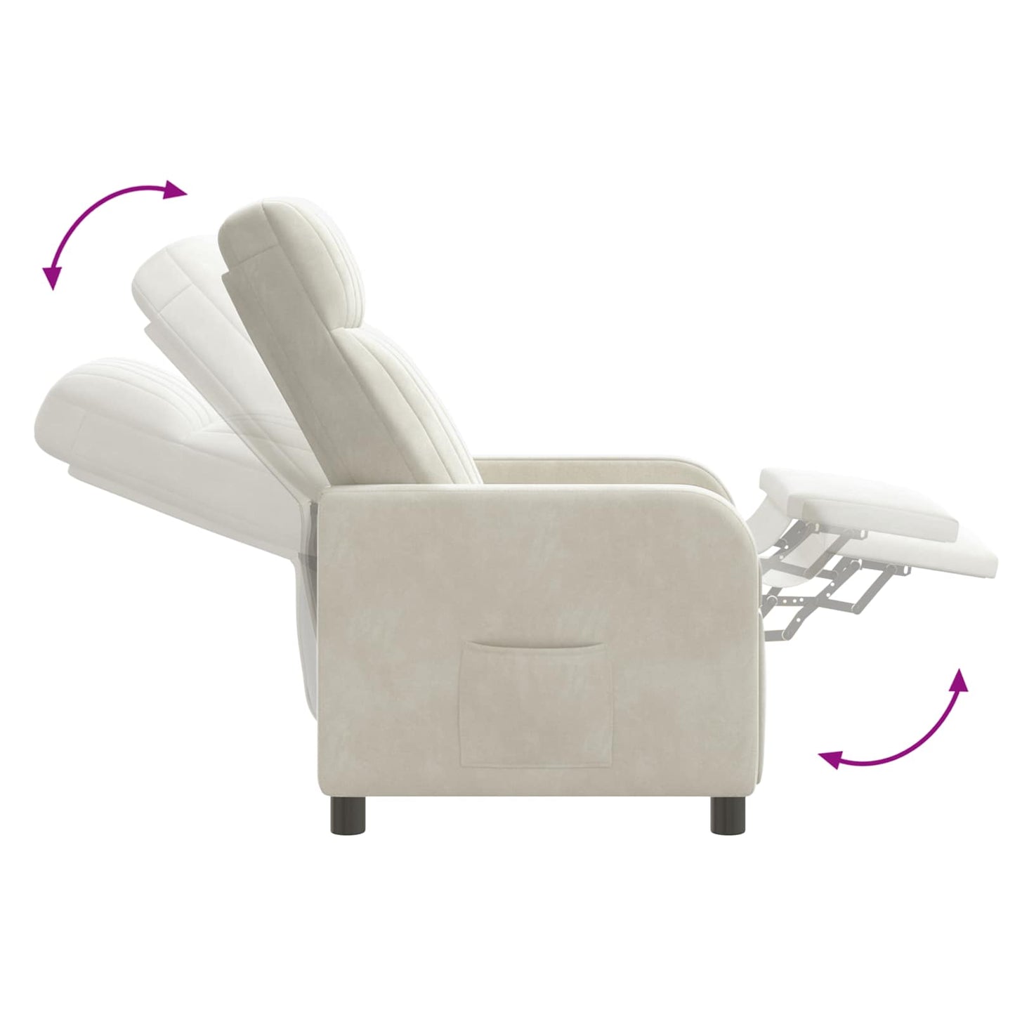 Massage Lænestol Cremefarvet Velour (V)