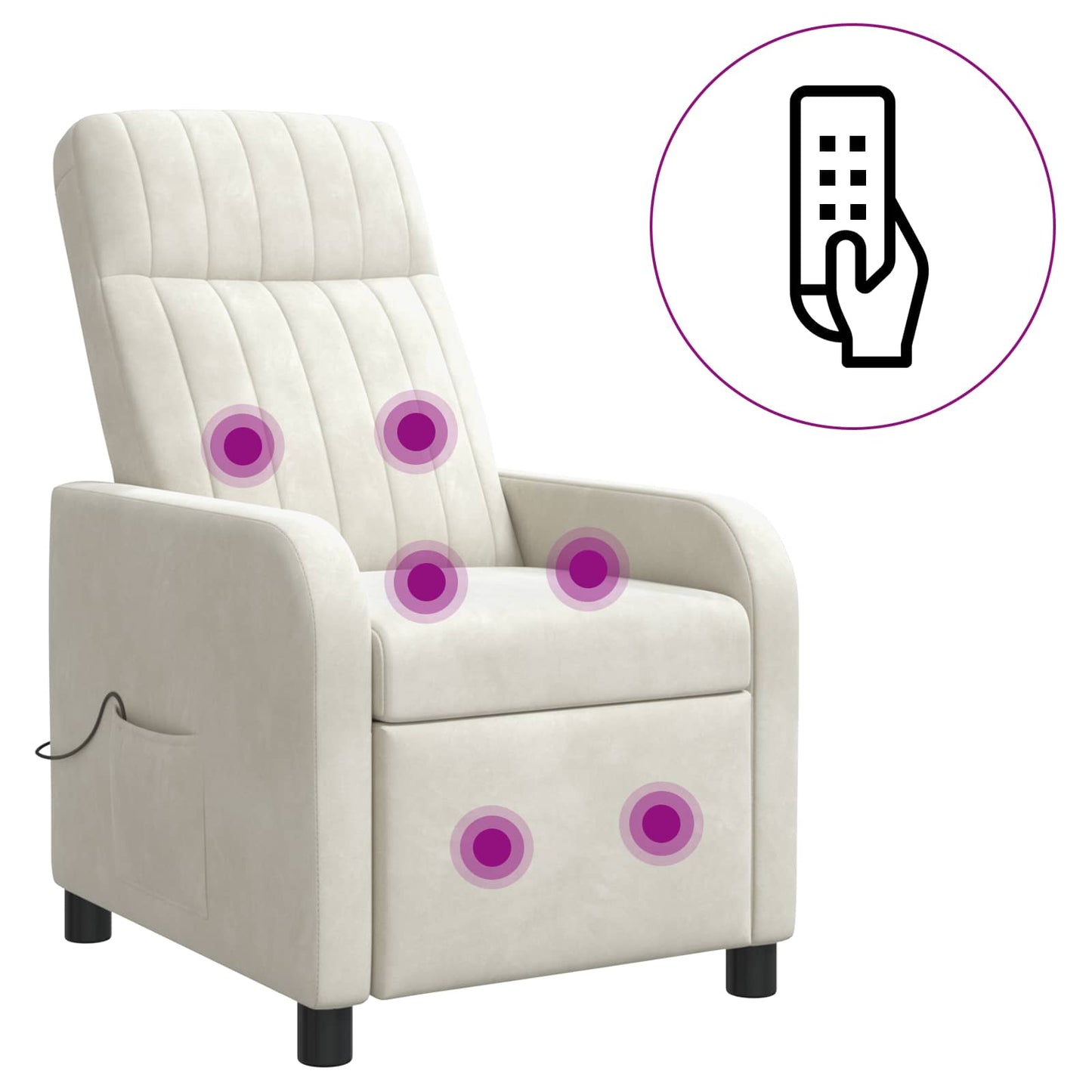 Massage Lænestol Cremefarvet Velour (V)