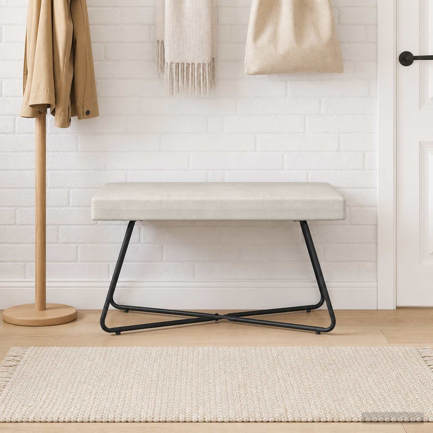 bænk Cremefarvet 80 x 40 x 45 cm Fløjl