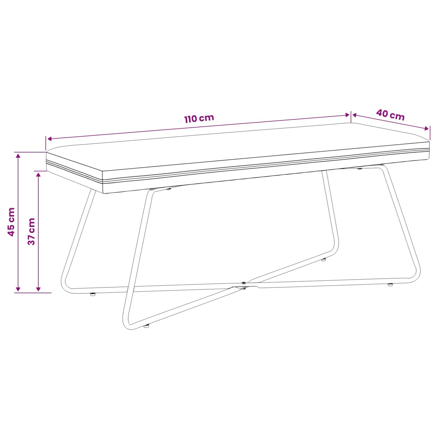 bænk Cremefarvet 110 x 40 x 45 cm Fløjl