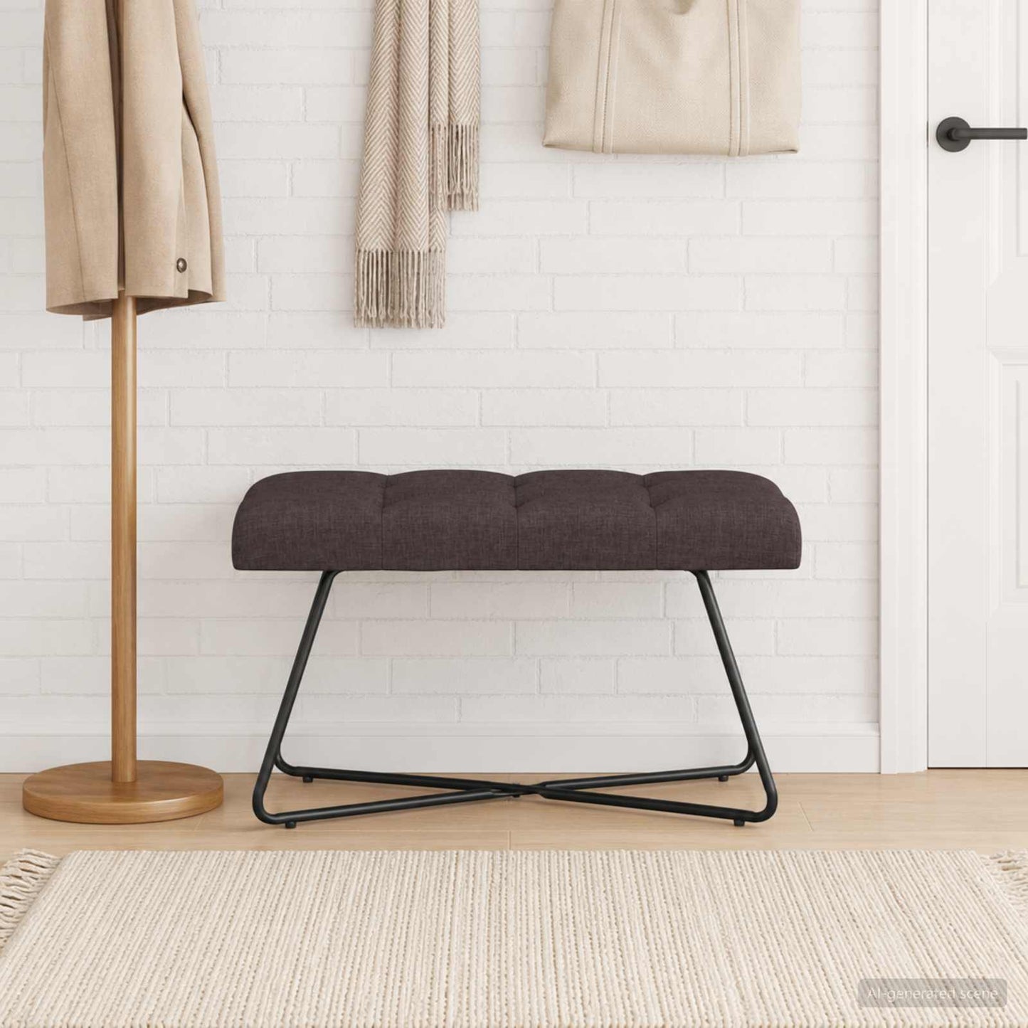 Bænk med knap tufting Mørk Brun 80 x 40 x 46 cm Stof