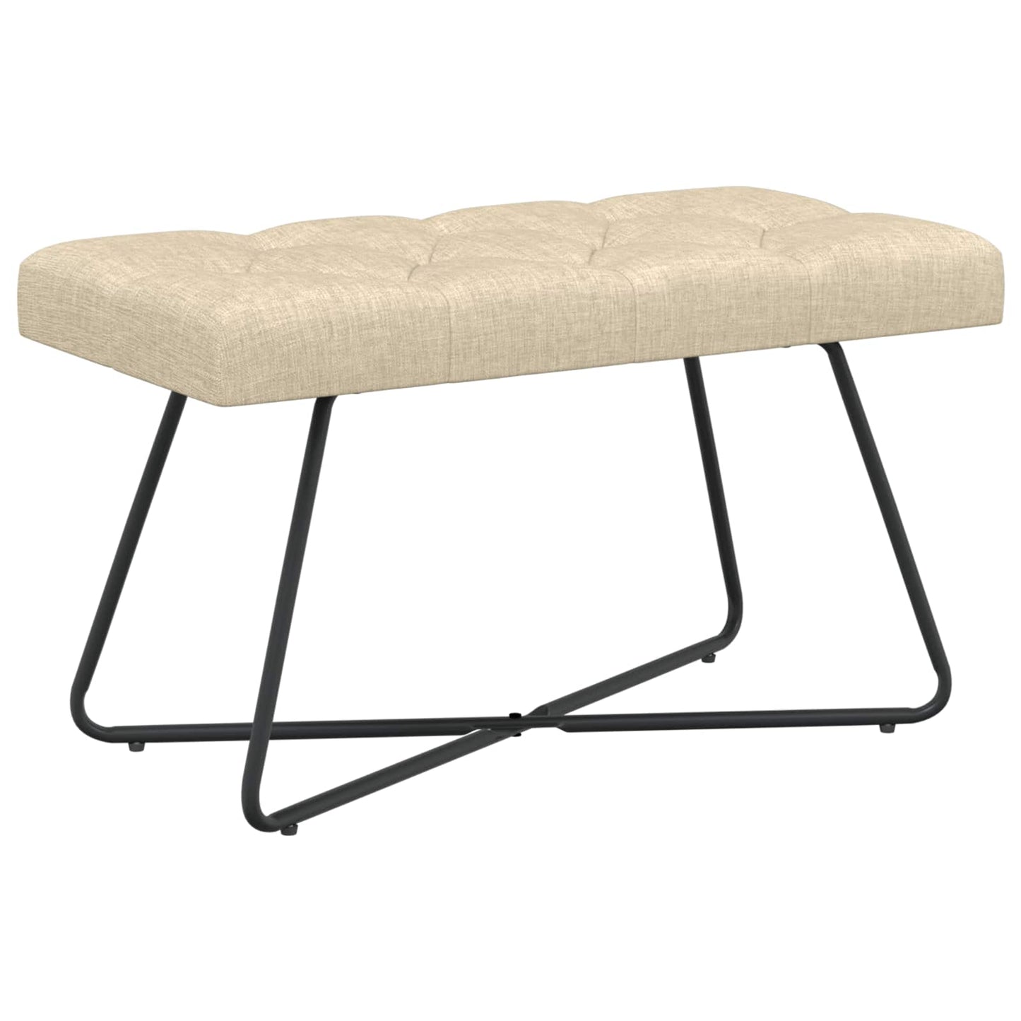Bænk med knap tufting Cremefarvet 80 x 40 x 46 cm Stof