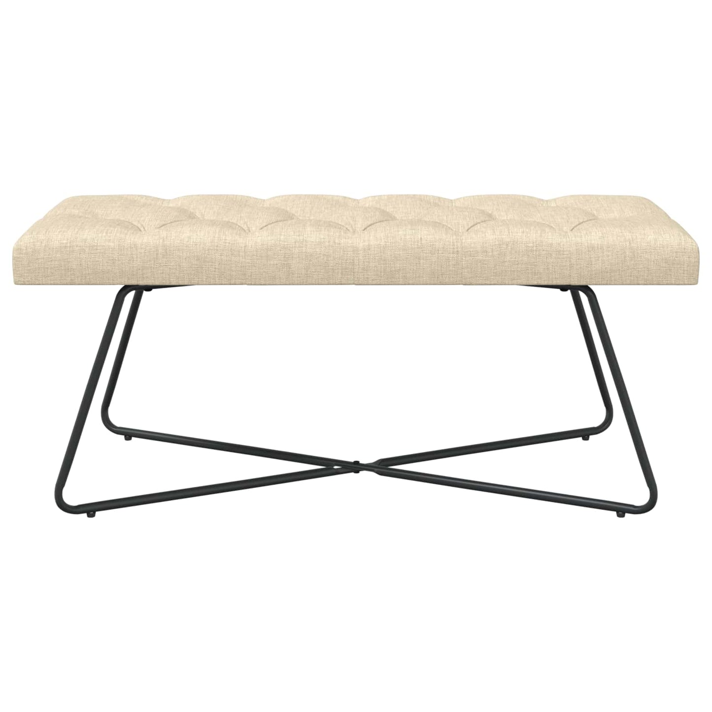 Bænk med knap tufting Cremefarvet 110 x 40 x 46 cm Stof