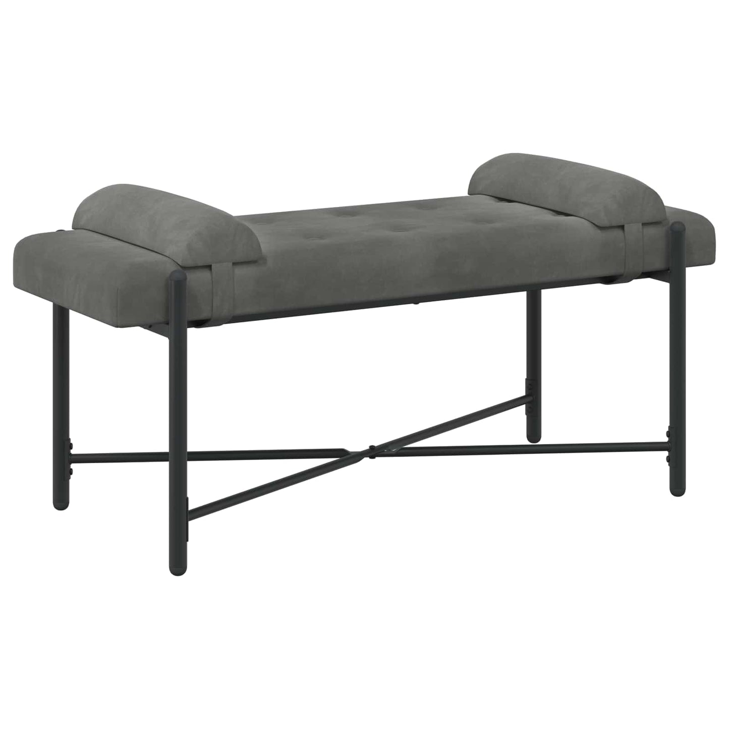 Knappet bænk med puder Mørkegrå 110 x 40 x 46 cm Fløjl