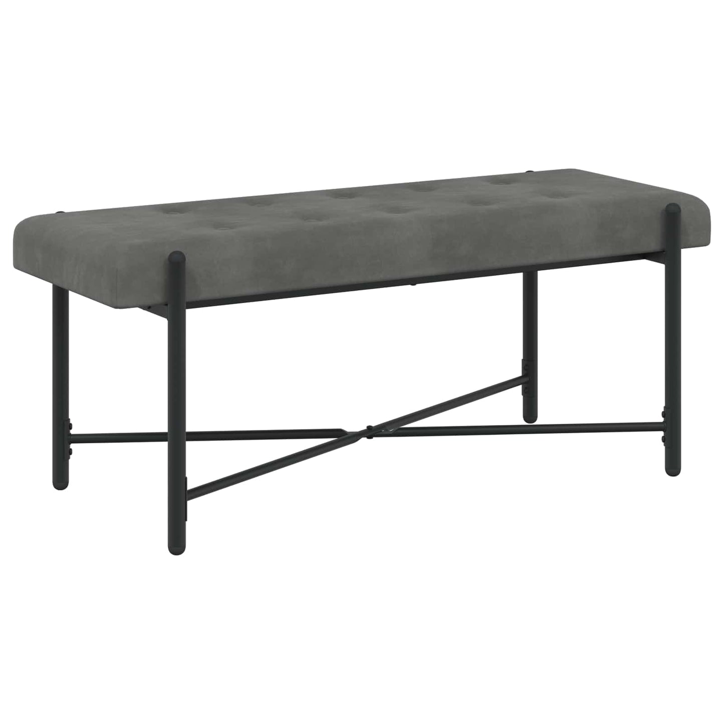 Knappet bænk med puder Mørkegrå 110 x 40 x 46 cm Fløjl