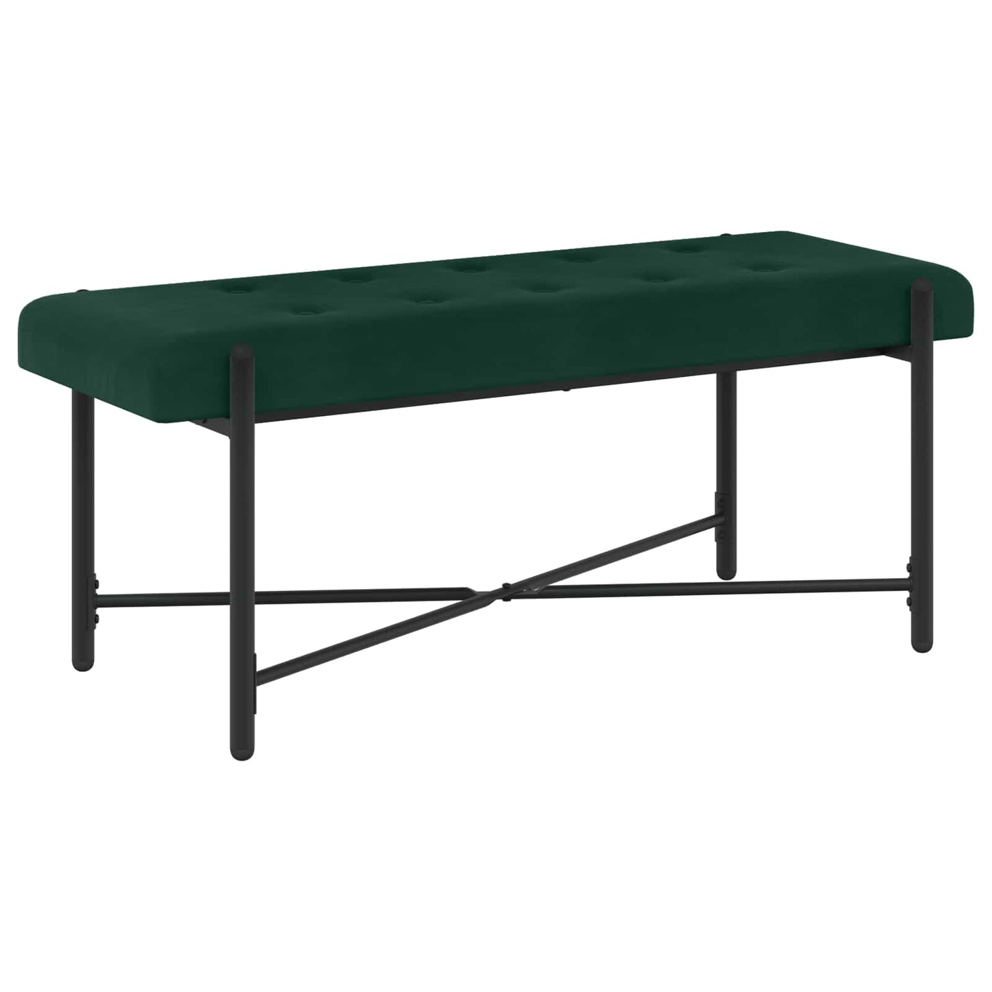 Knappet bænk med puder Mørkegrøn 110 x 40 x 46 cm Fløjl
