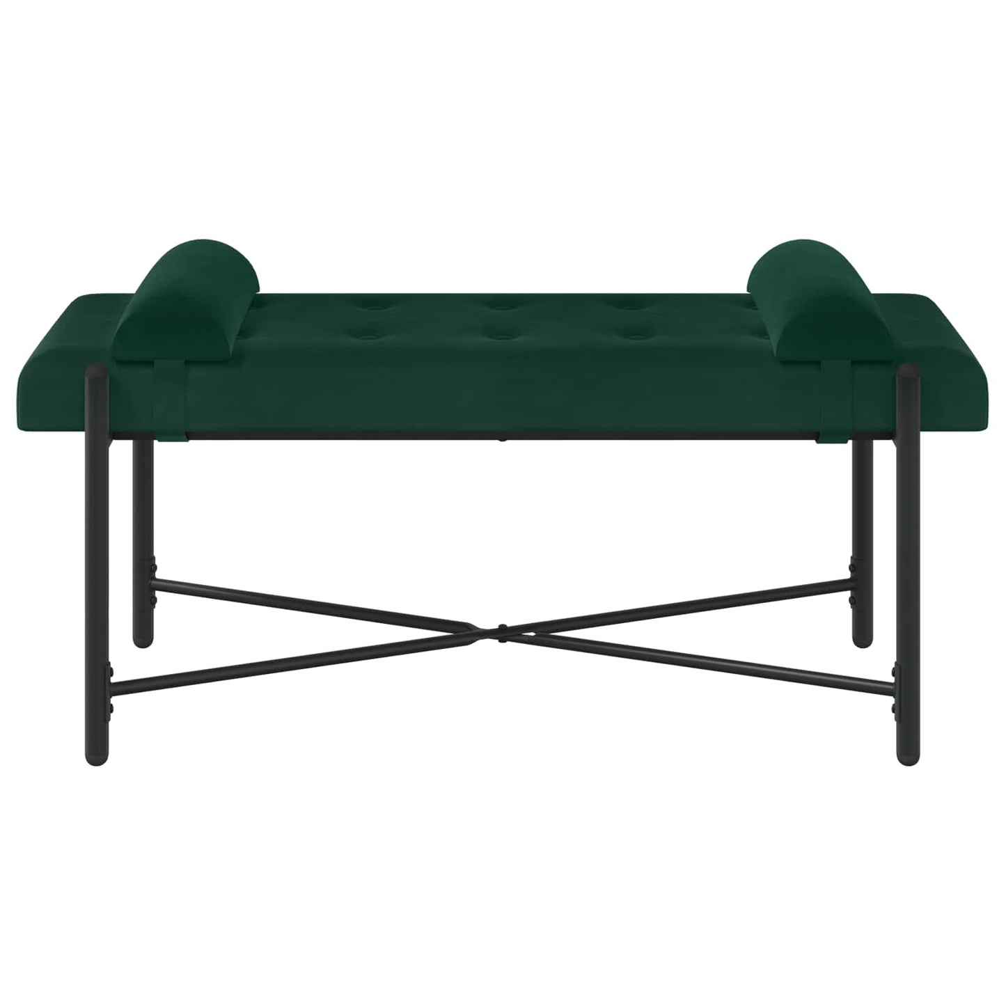 Knappet bænk med puder Mørkegrøn 110 x 40 x 46 cm Fløjl