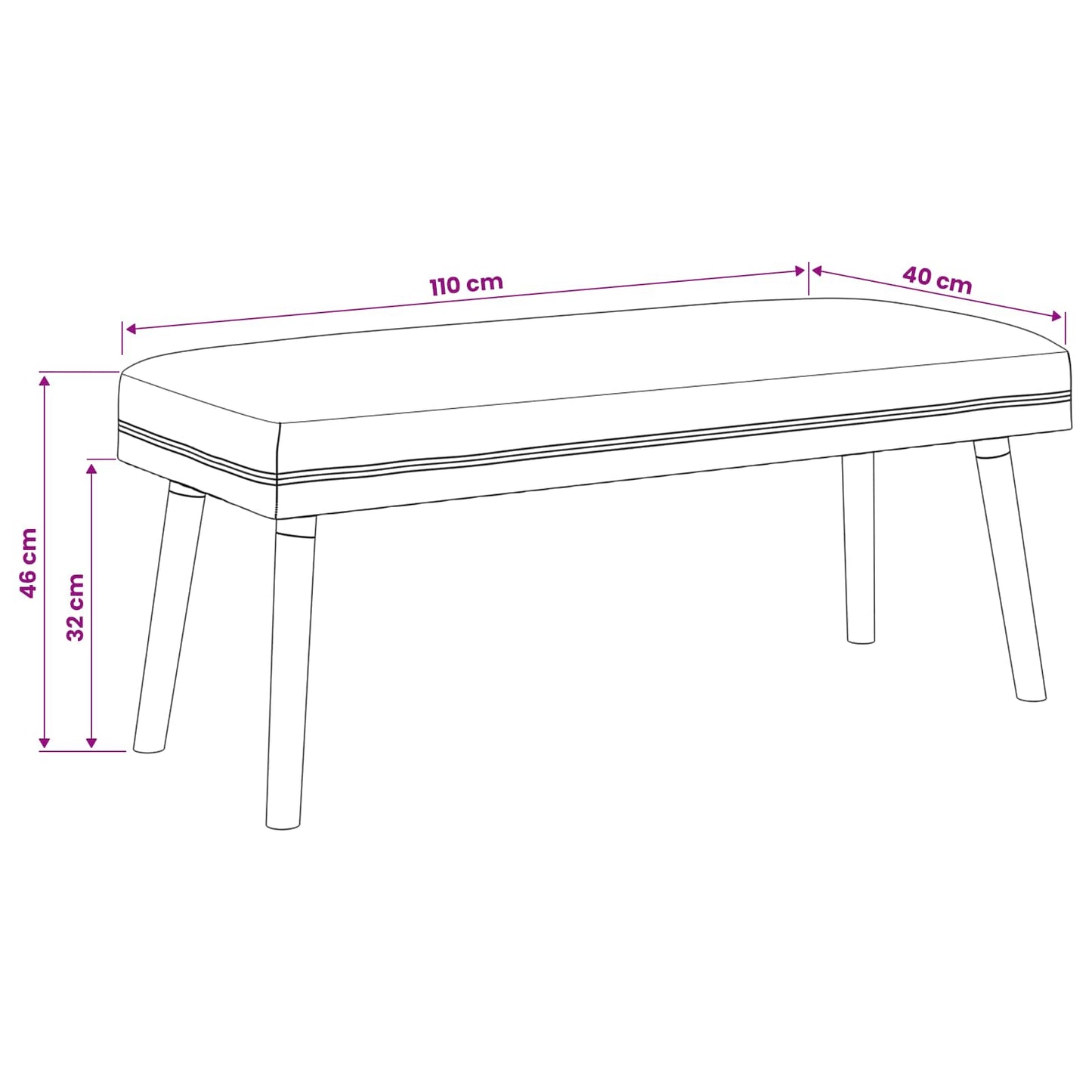 bænk Ensfarvet Cremefarvet 110 x 40 x 46 cm Bouclé