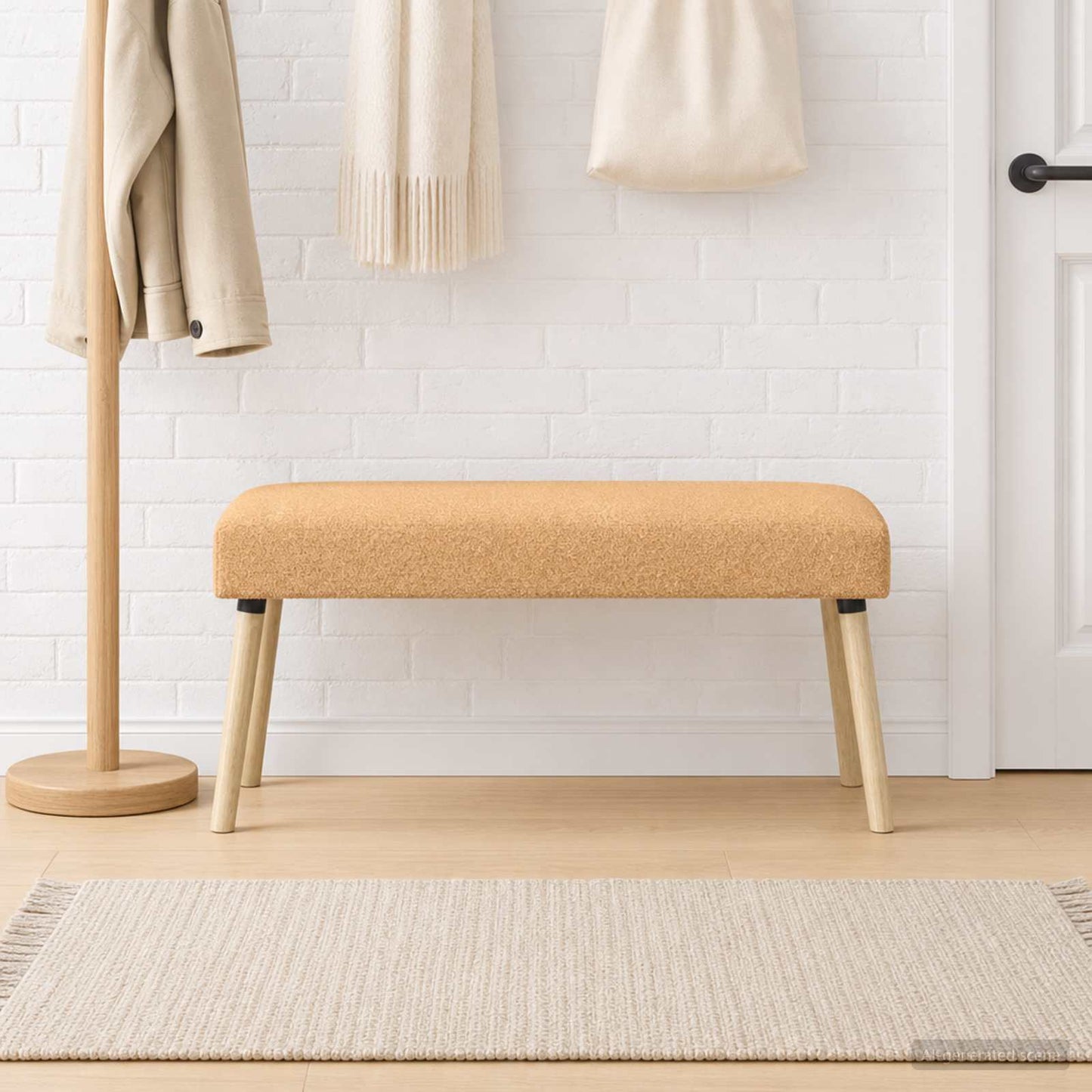 bænk Ensfarvet Beige 110 x 40 x 46 cm Bouclé