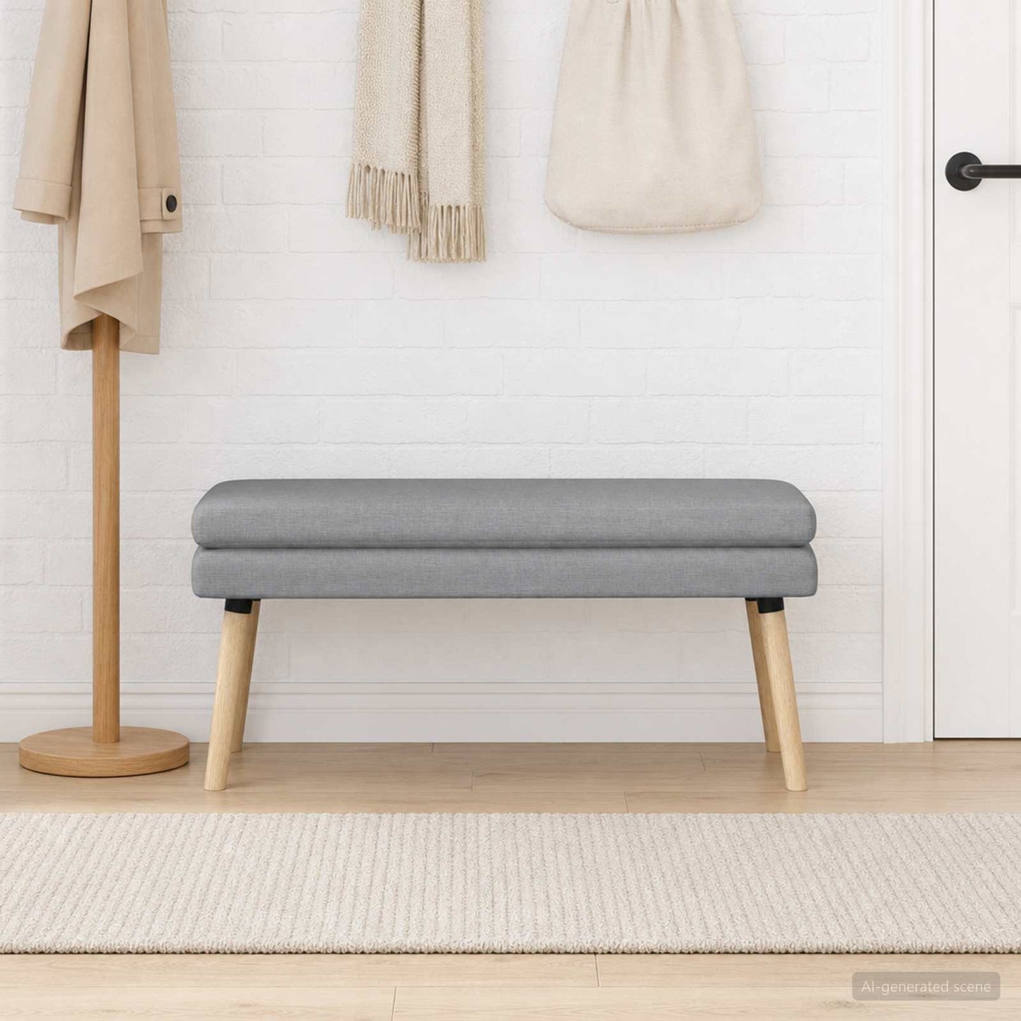 Dobbeltlagret bænk Lysegrå 110 x 40 x 47 cm Stof