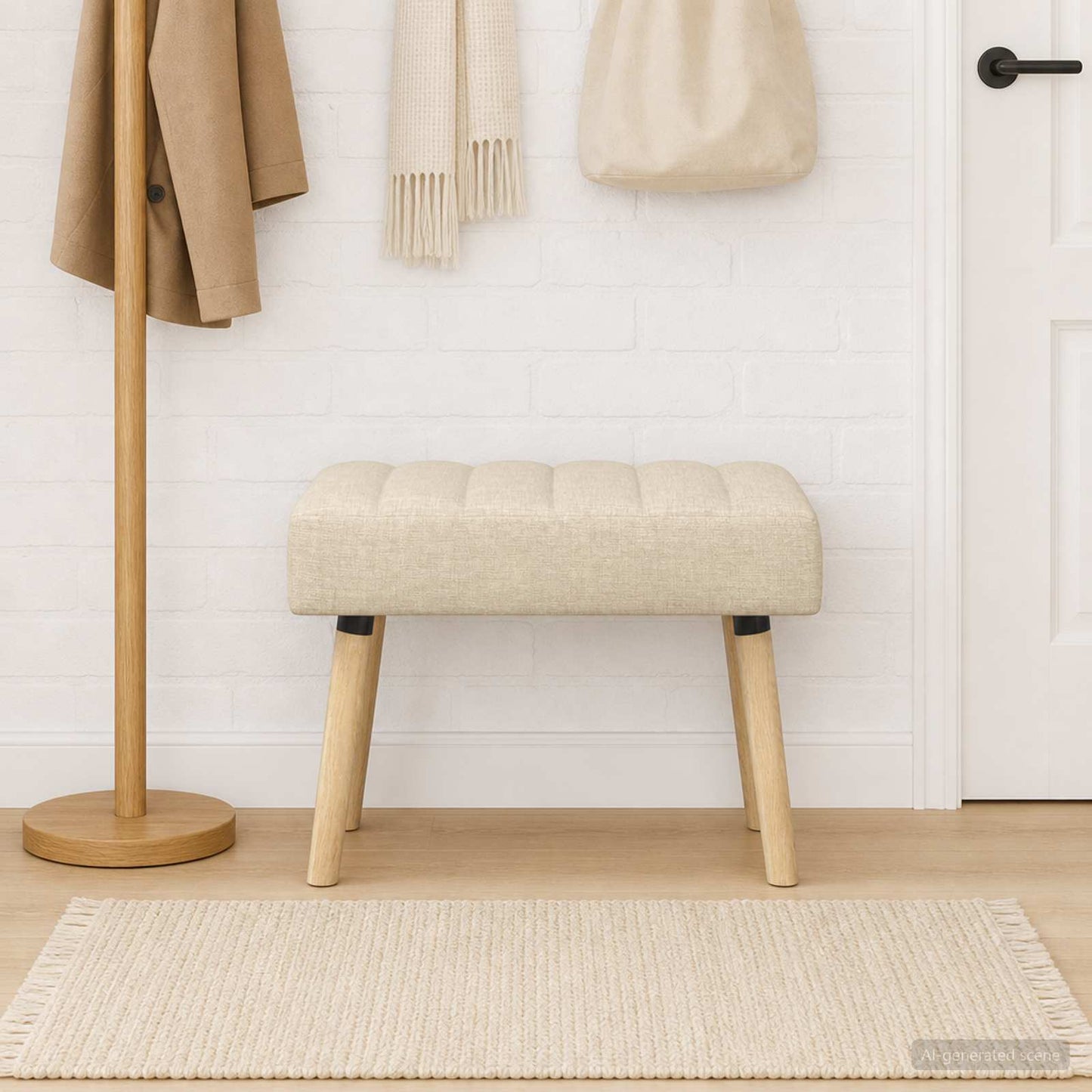 Kanalpuddet Bænk Cremefarvet 60 x 40 x 45 cm Stof