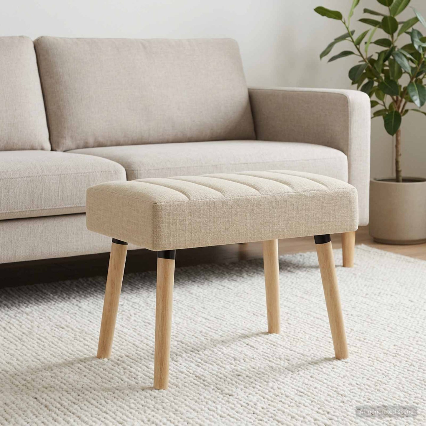 Kanalpuddet Bænk Cremefarvet 60 x 40 x 45 cm Stof