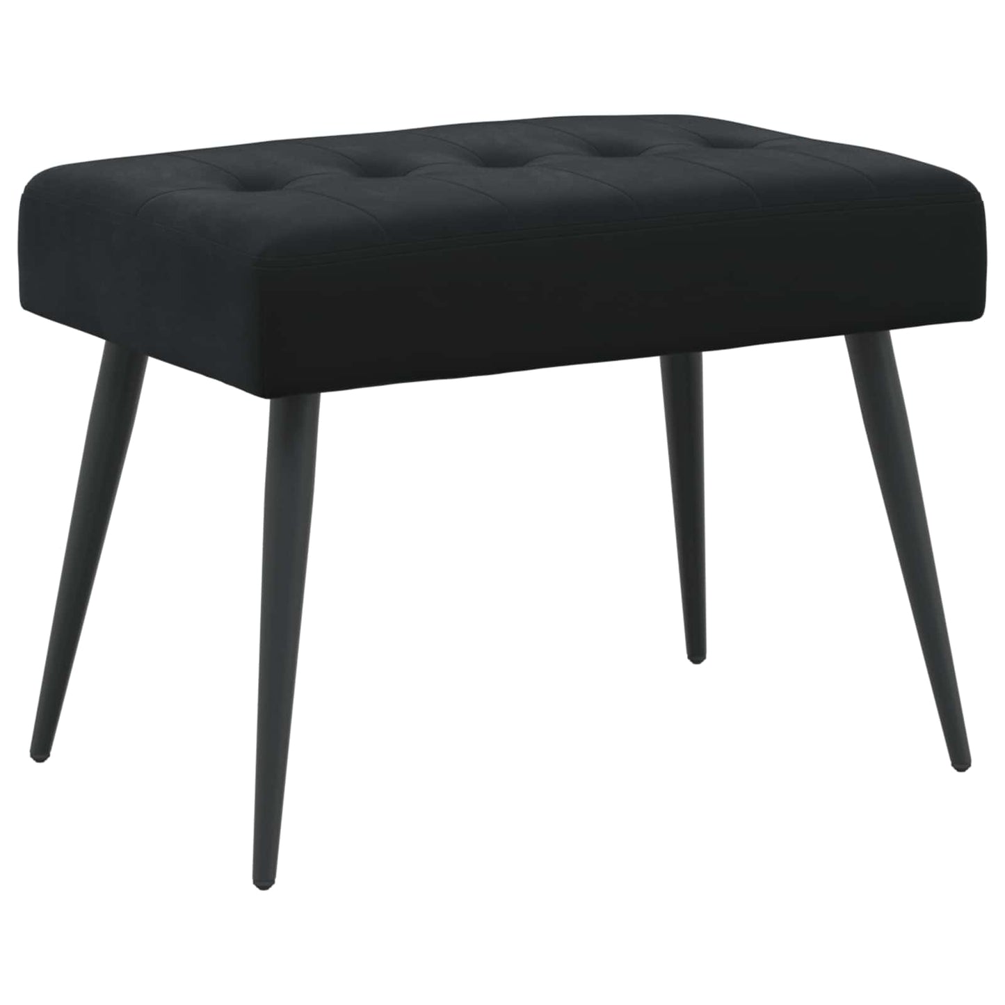 Bænk med knap tufting Sort 60 x 40 x 45 cm Fløjl