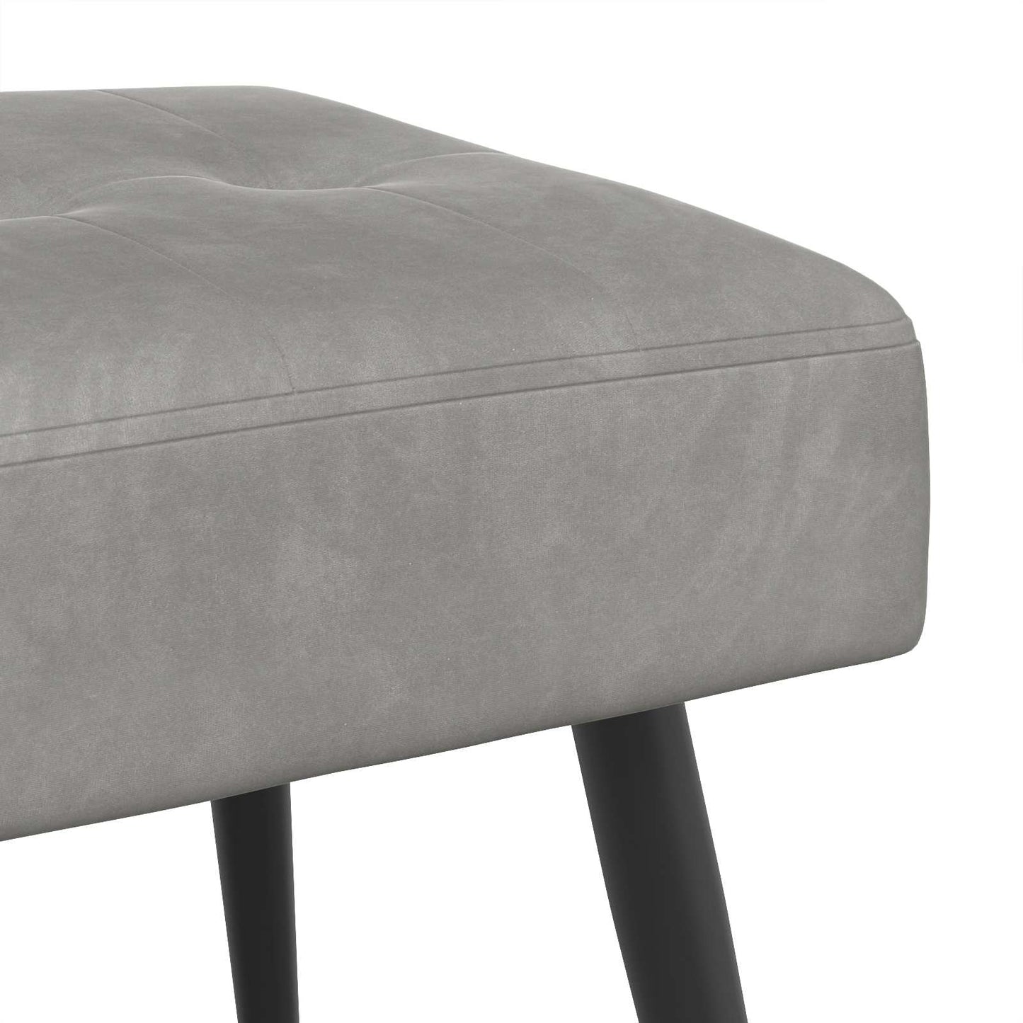 Bænk med knap tufting Lysegrå 80 x 40 x 46 cm Fløjl