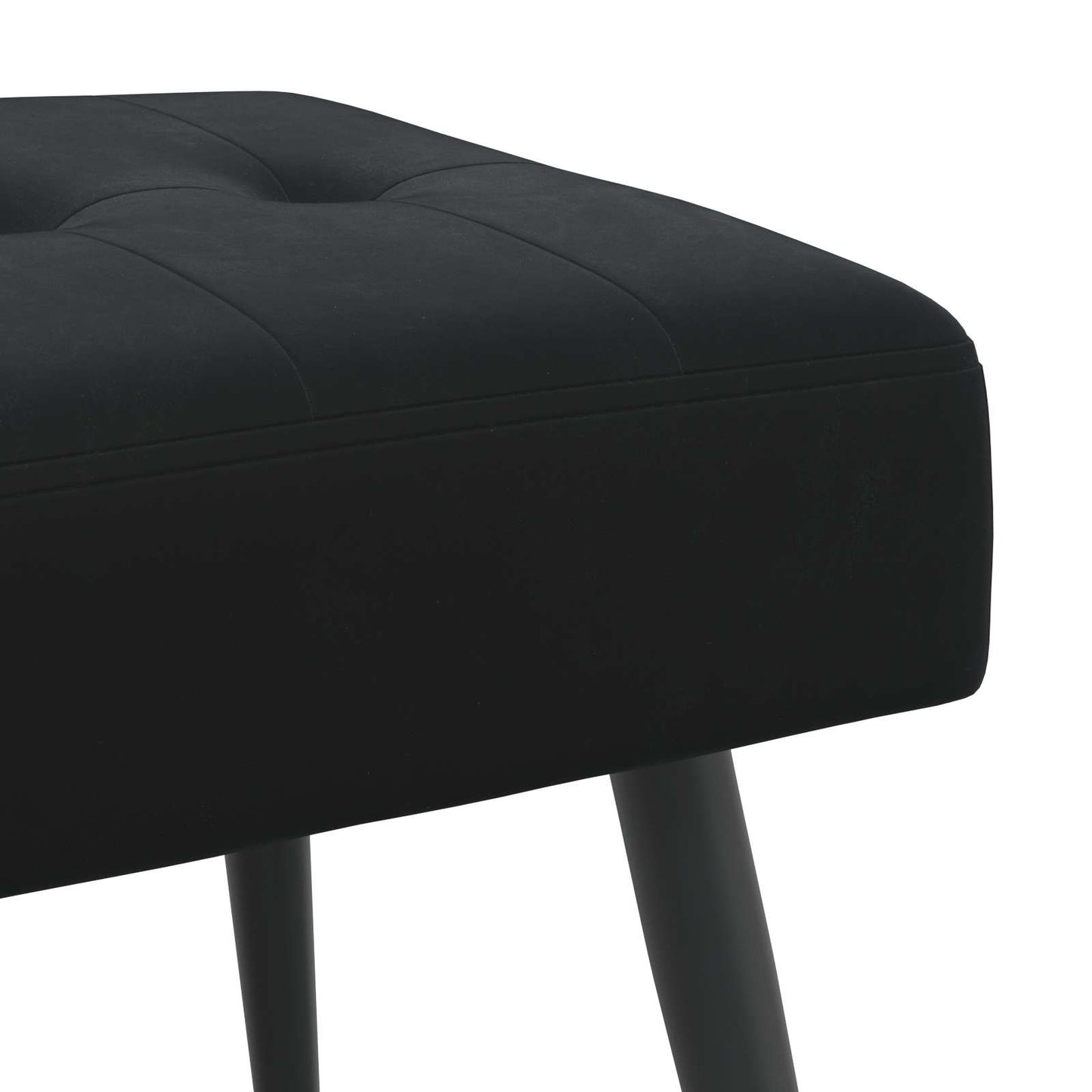 Bænk med knap tufting Sort 80 x 40 x 46 cm Fløjl