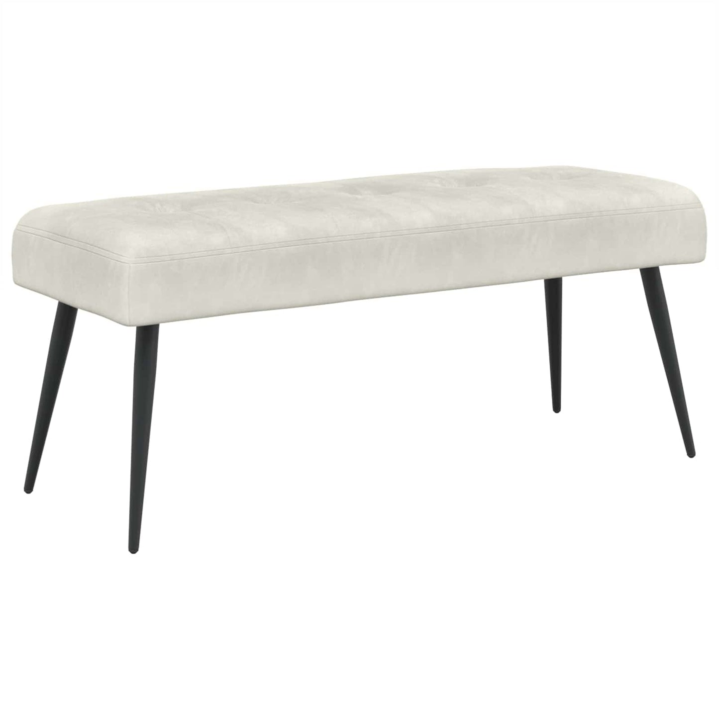 Bænk med knap tufting Cremefarvet 110 x 40 x 46 cm Fløjl