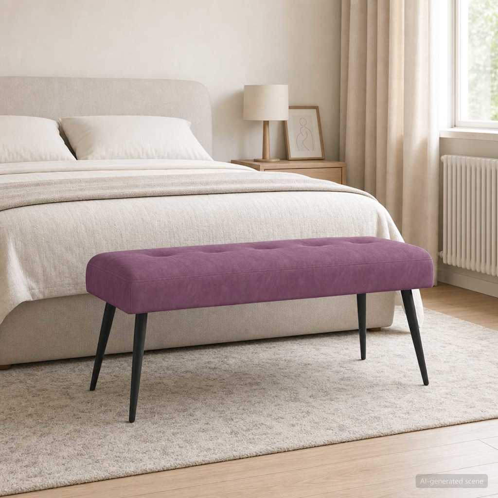Bænk med knap tufting Lilla 110 x 40 x 46 cm Fløjl