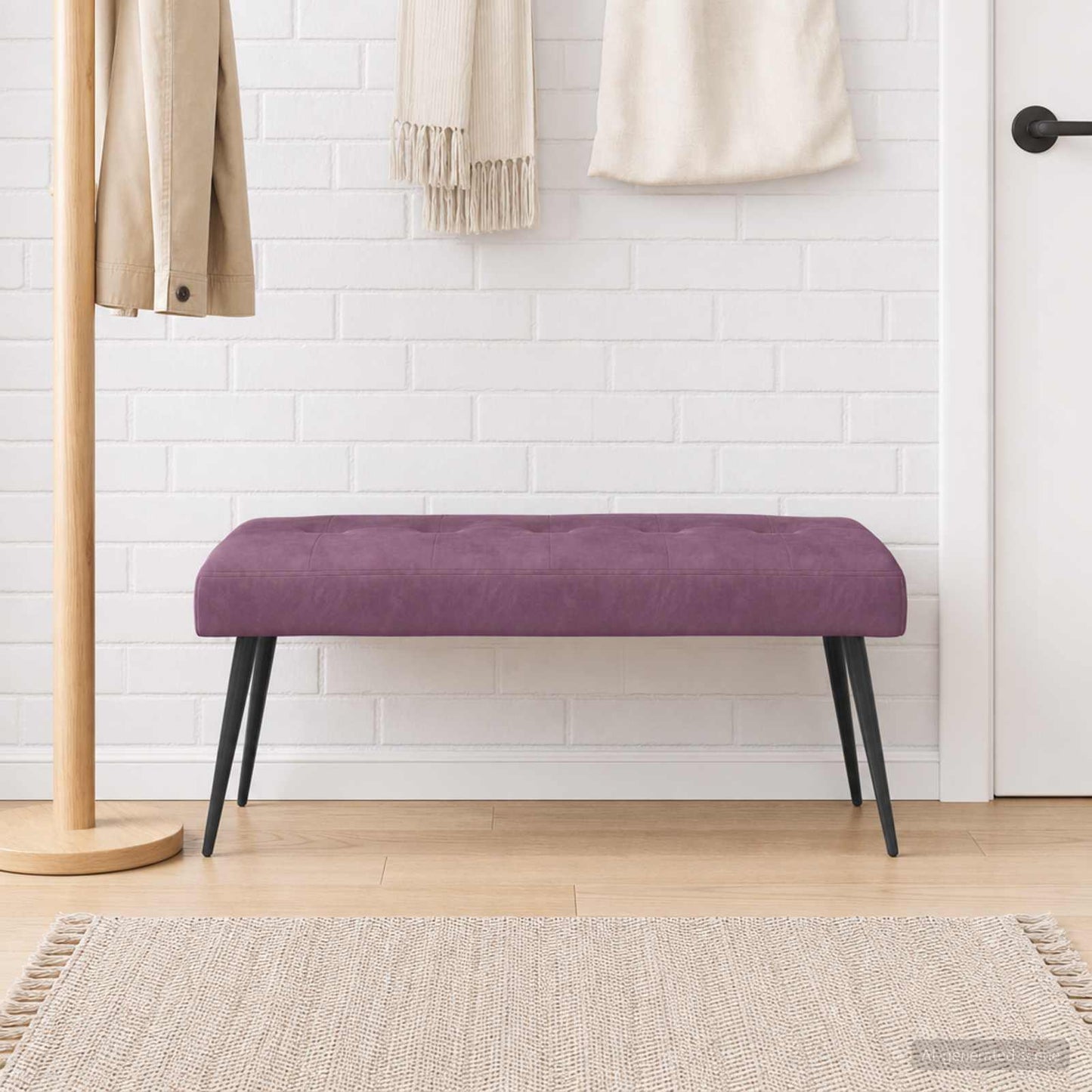 Bænk med knap tufting Lilla 110 x 40 x 46 cm Fløjl
