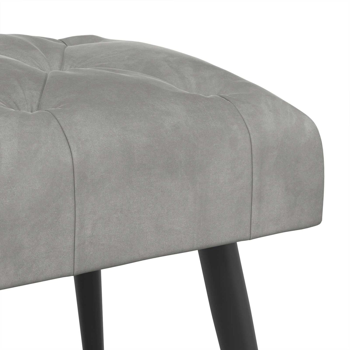 Bænk med knap tufting Lysegrå 60 x 40 x 45 cm Fløjl