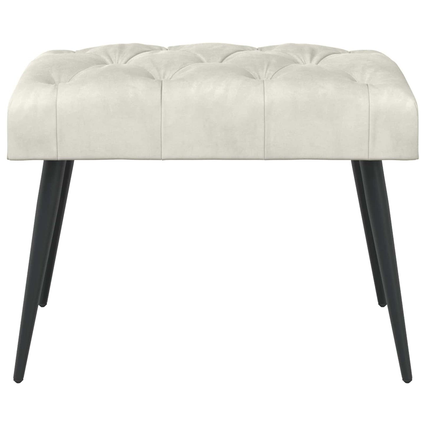Bænk med knap tufting Cremefarvet 60 x 40 x 45 cm Fløjl