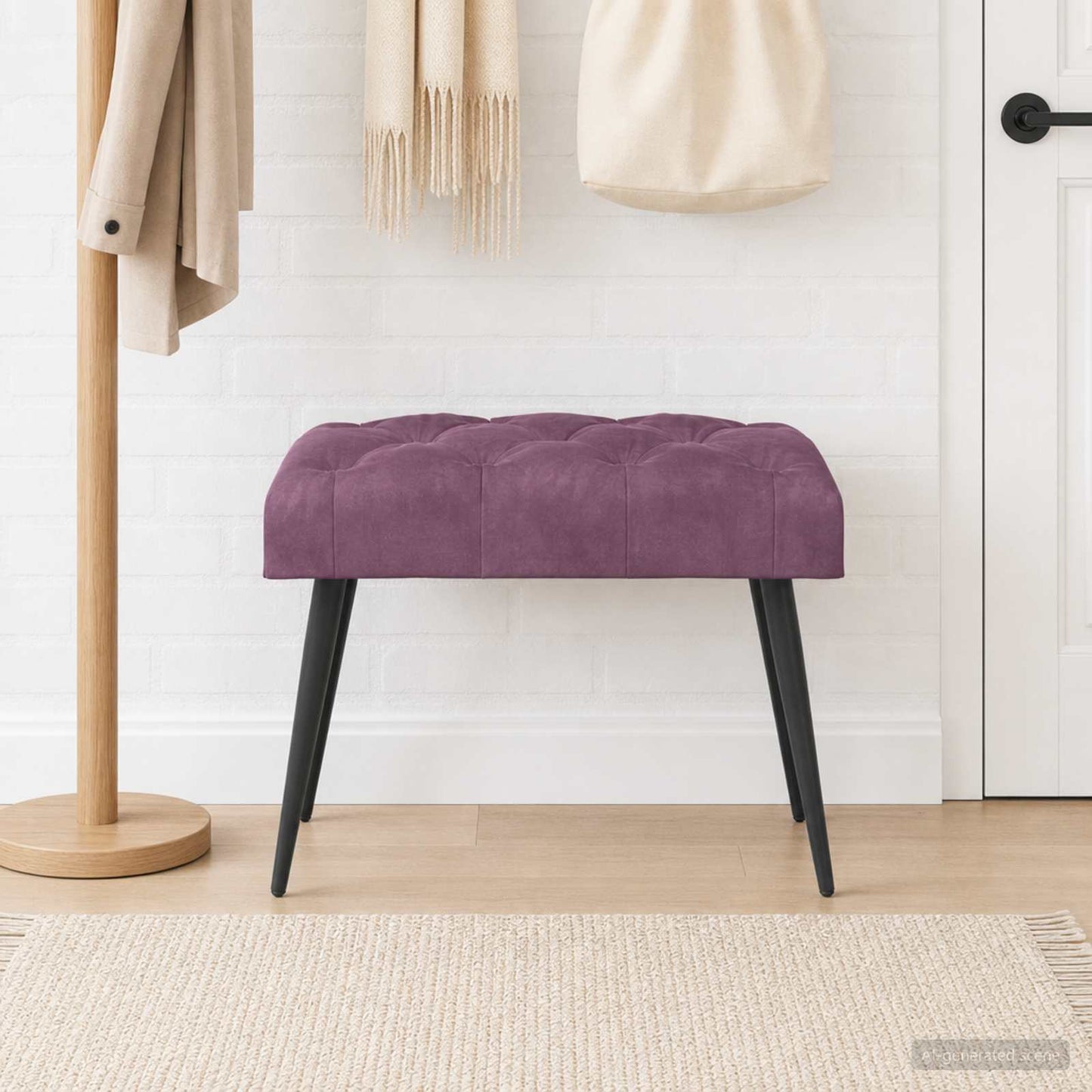 Bænk med knap tufting Lilla 60 x 40 x 45 cm Fløjl